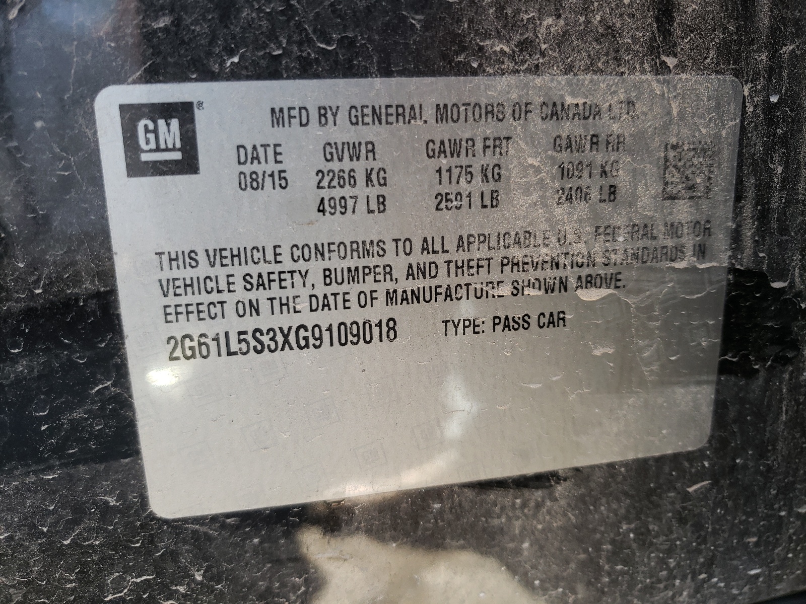 Photo 10 from auction – 2016 CADILLAC XTS with VIN 2G61L5S3XG9109018