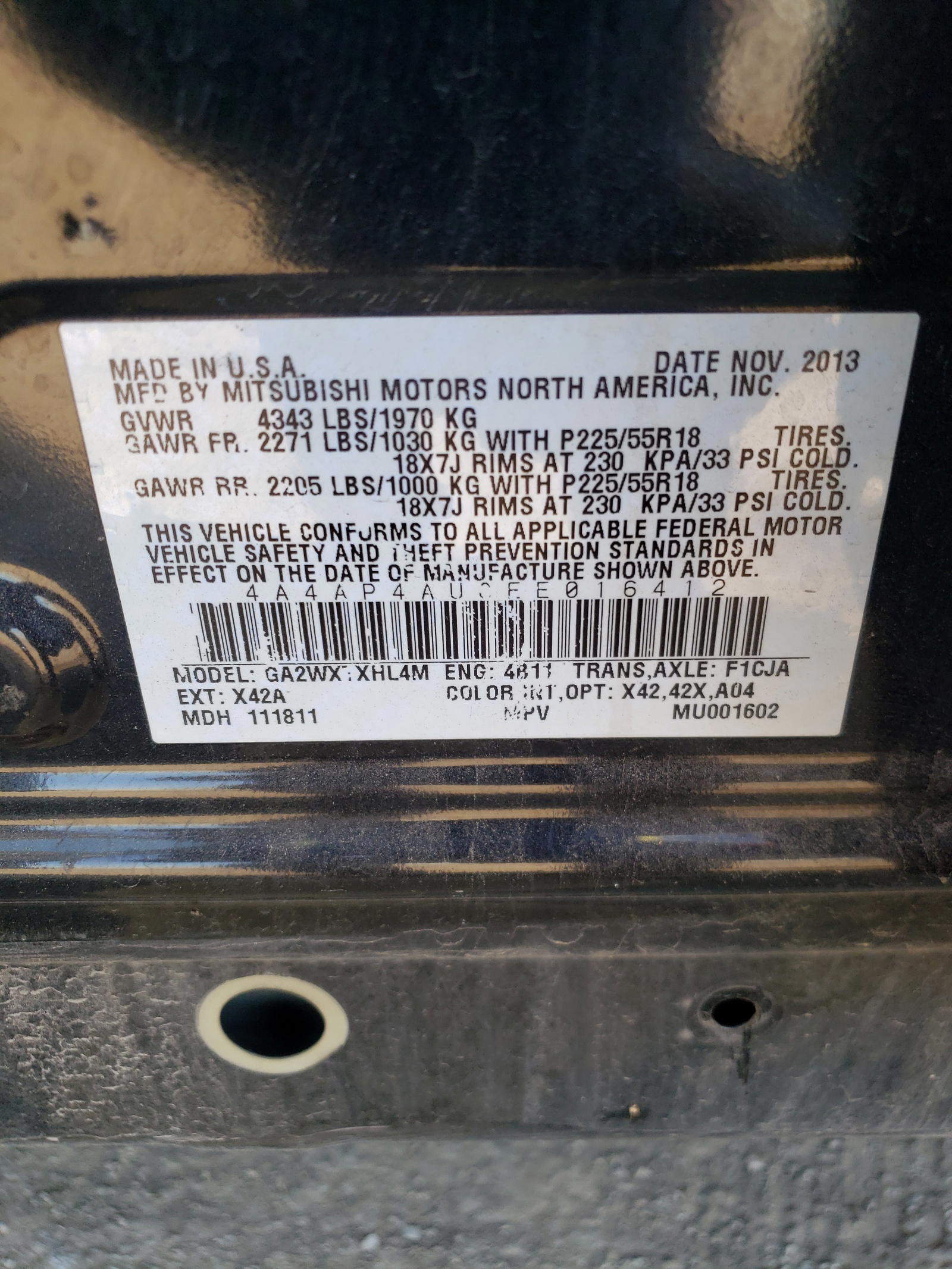 Photo 10 from auction – 2014 MITSUBISHI OUTLANDER with VIN 4A4AP4AU8EE016412