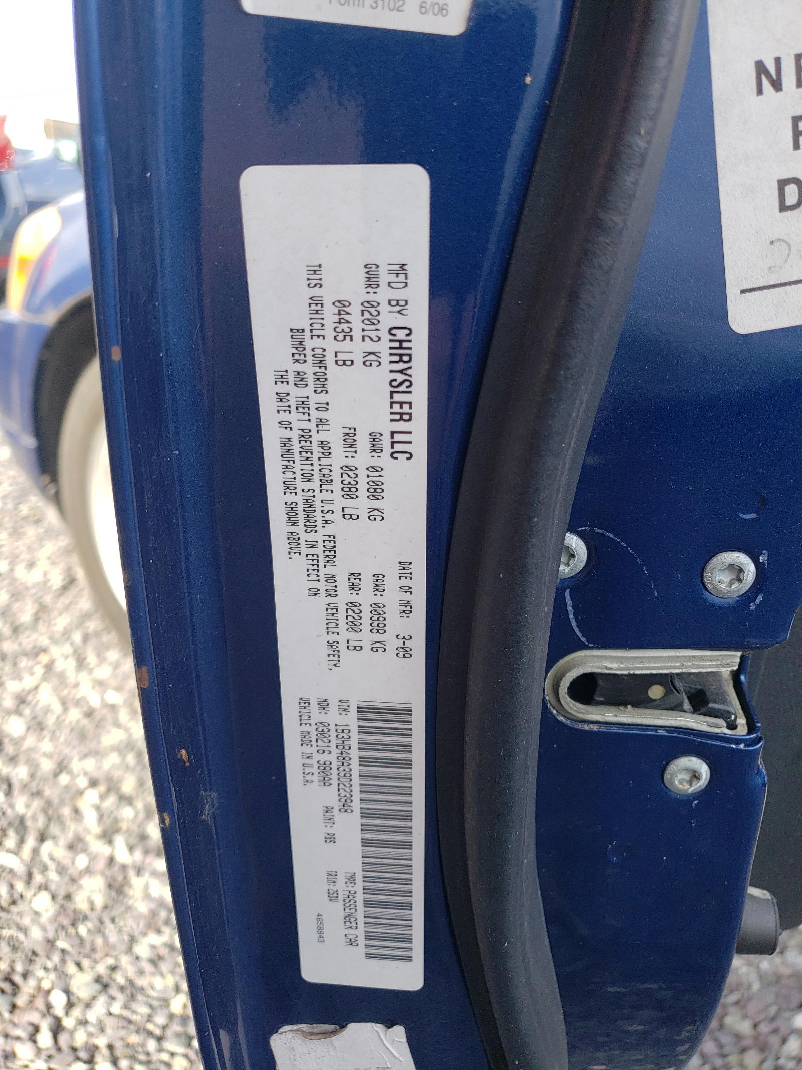 Photo 10 from auction – 2009 DODGE CALIBER SX with VIN 1B3HB48A39D223948