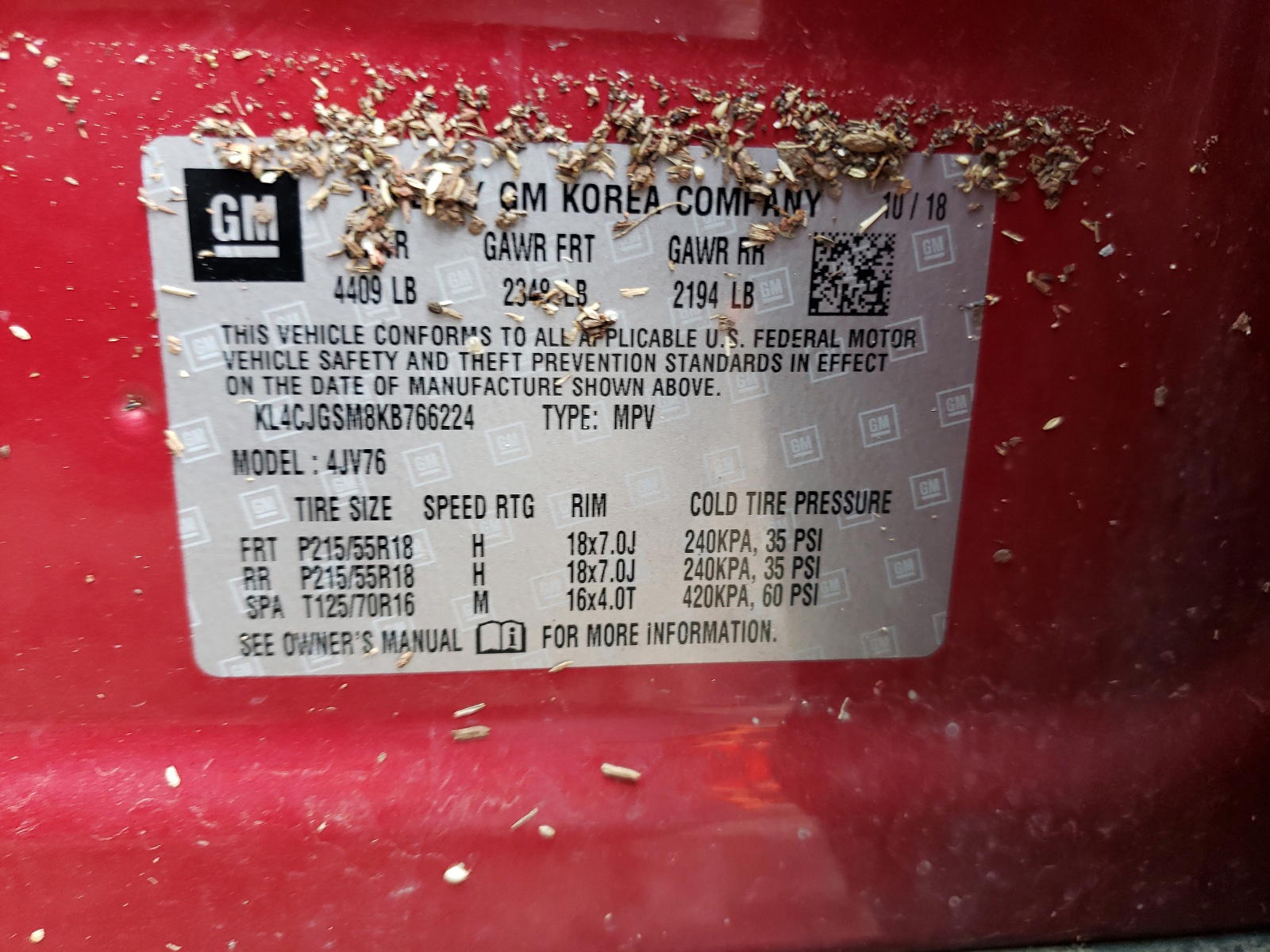 Photo 10 from auction – 2019 BUICK ENCORE ESS with VIN KL4CJGSM8KB766224