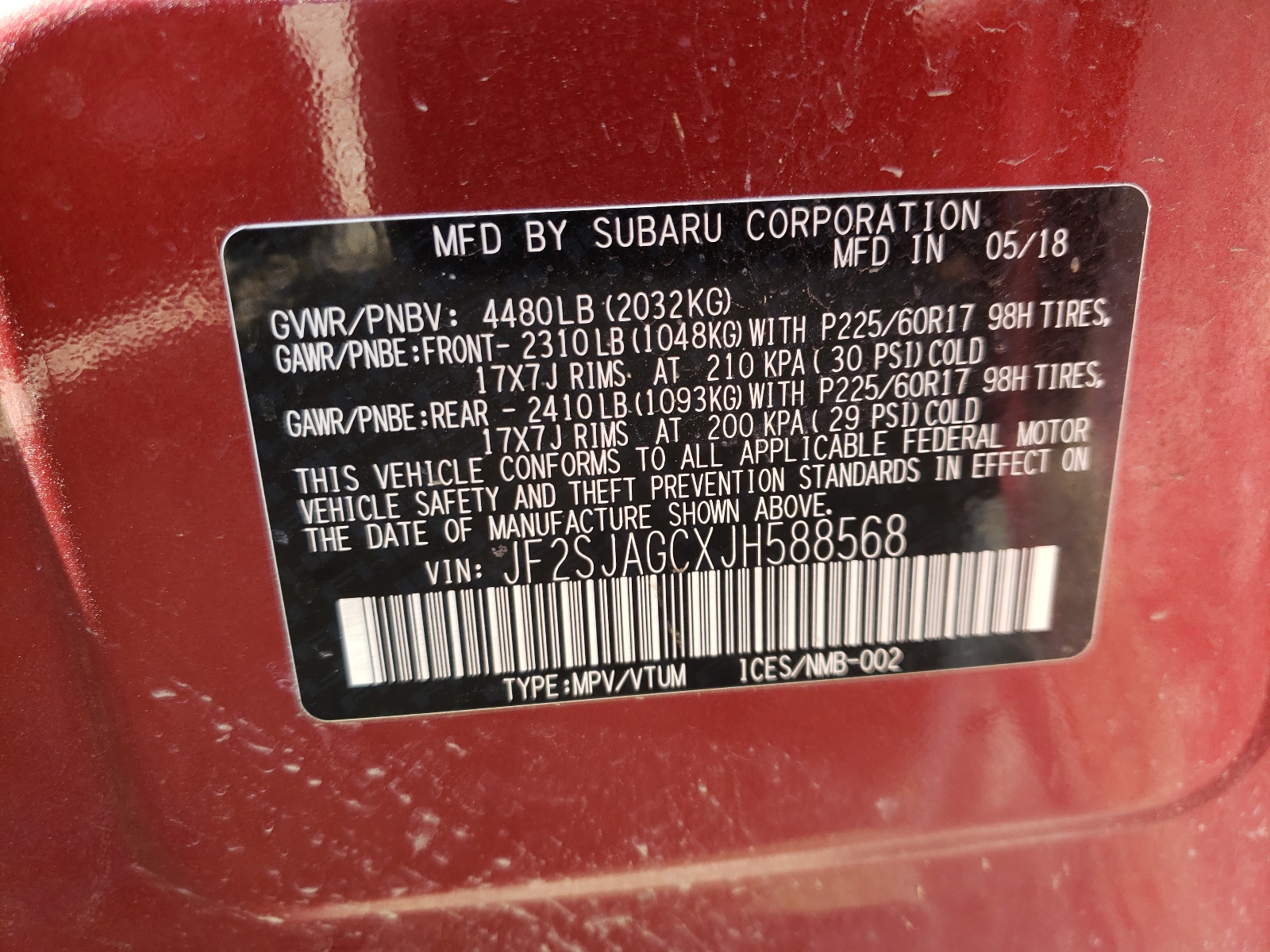 صورة رقم 10 من المزاد - 2018 SUBARU FORESTER مع VIN JF2SJAGCXJH588568