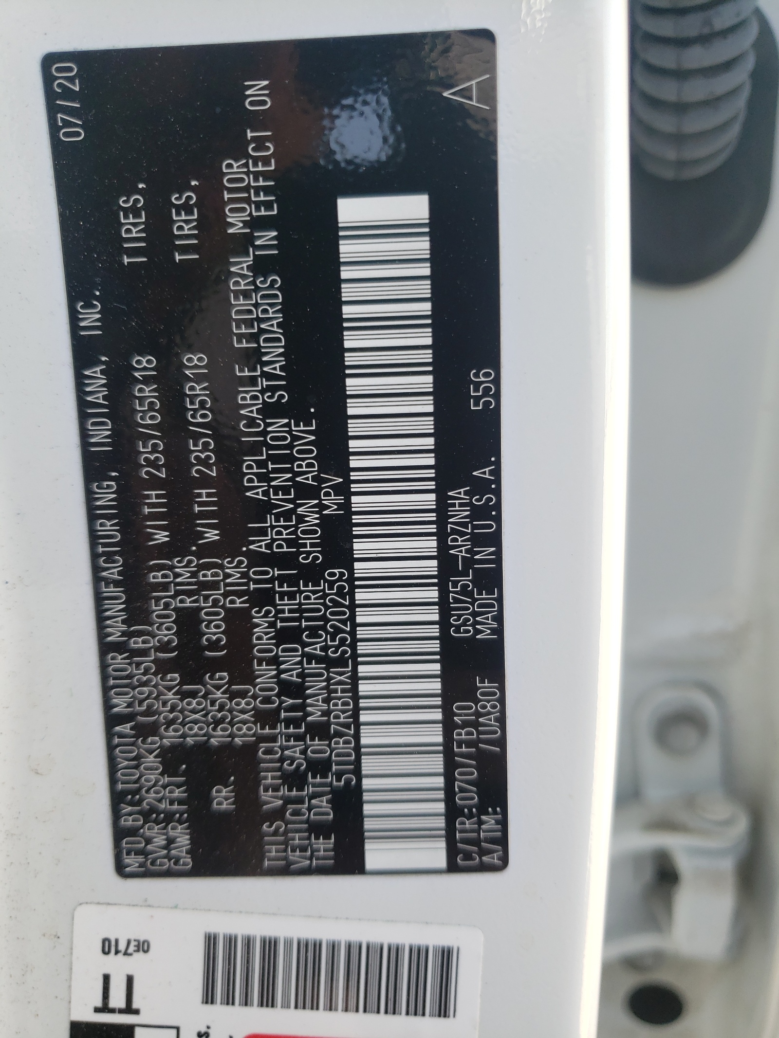 Zdjęcie 10 z aukcji – 2020 TOYOTA HIGHLANDER z VIN 5TDBZRBHXLS520259