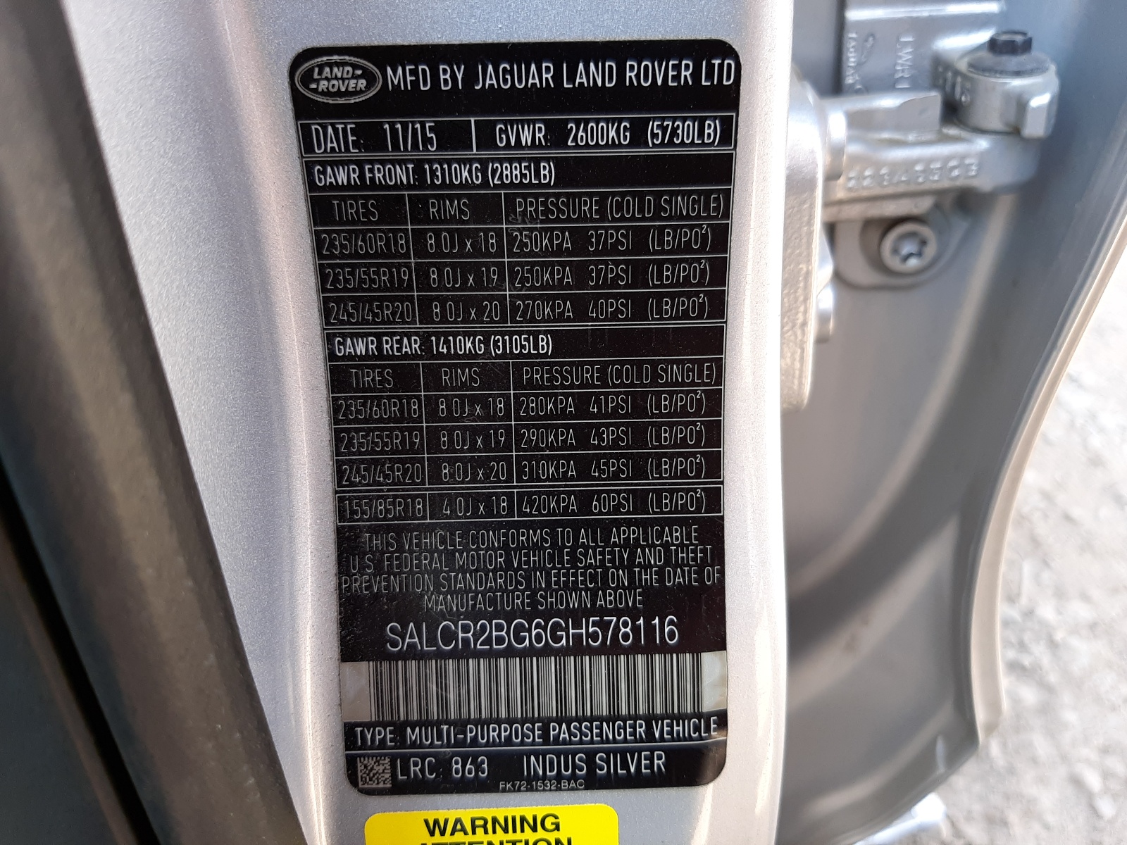 Photo 10 from auction – 2016 LAND ROVER DISCOVERY with VIN SALCR2BG6GH578116