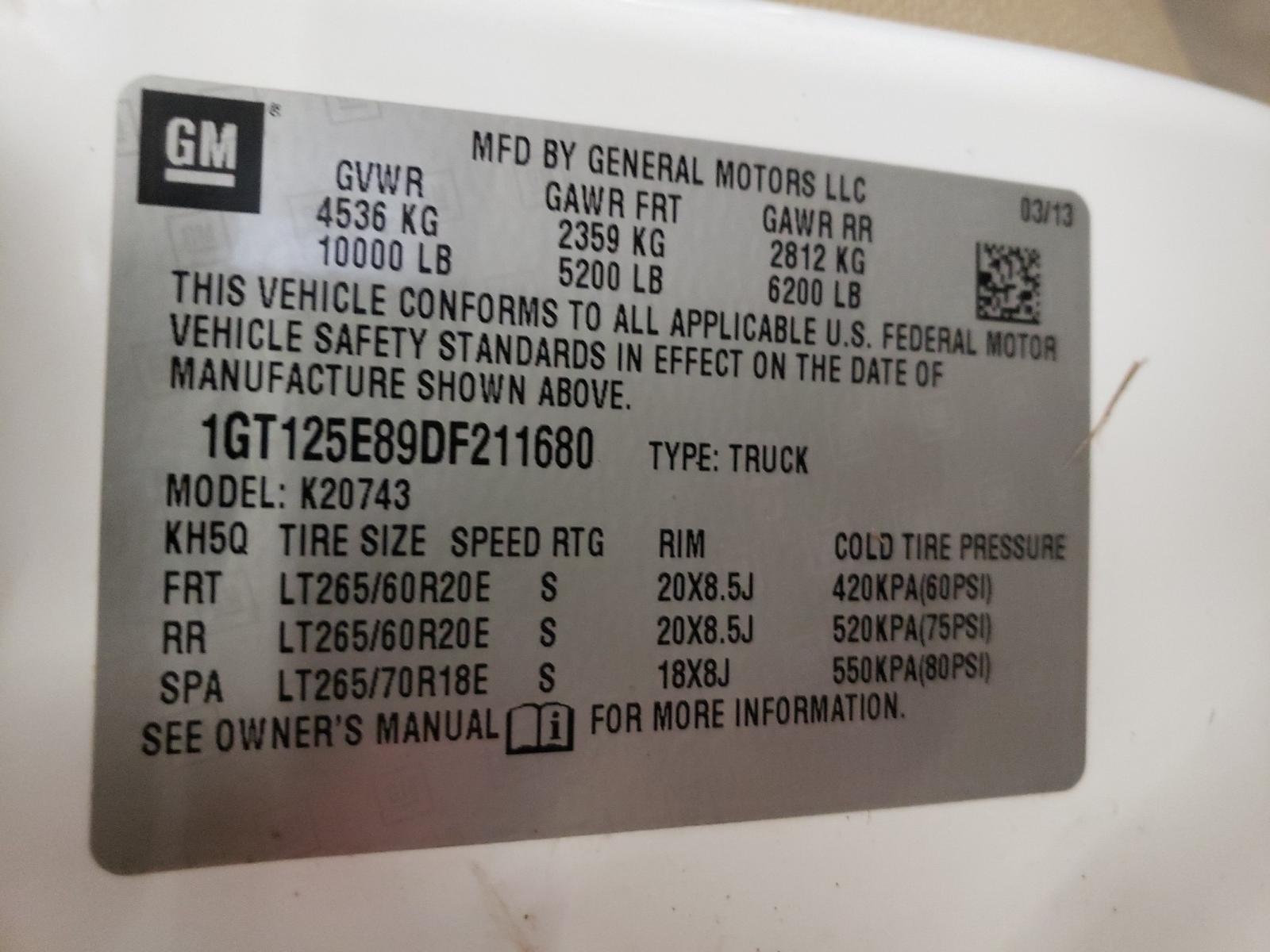 Photo 10 from auction – 2013 GMC SIERRA K25 with VIN 1GT125E89DF211680