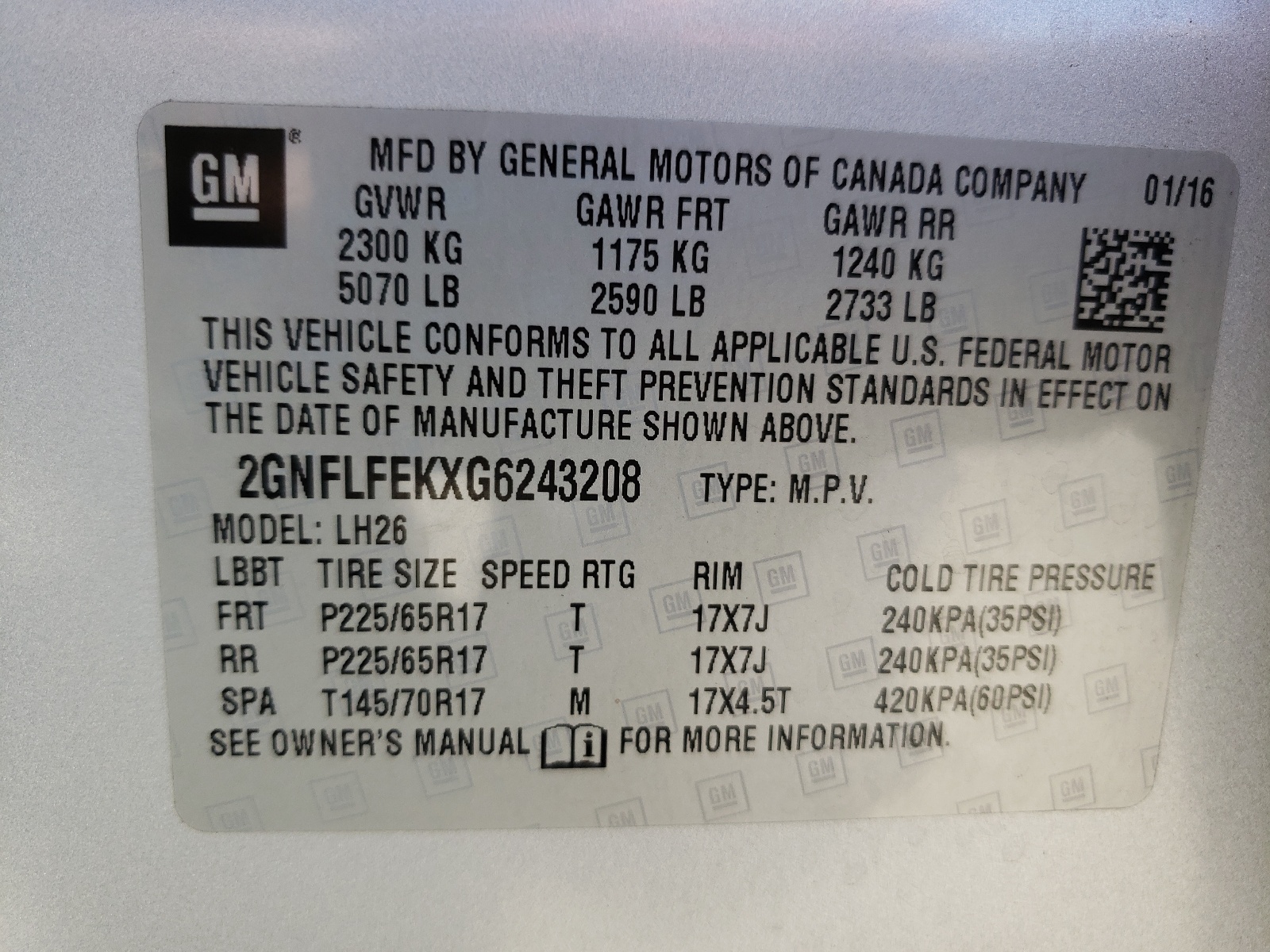 Photo 10 from auction – 2016 CHEVROLET EQUINOX LT with VIN 2GNFLFEKXG6243208