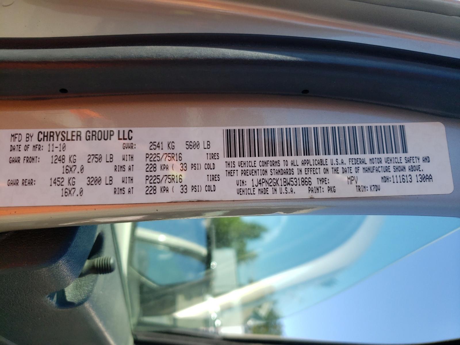 Photo 10 from auction – 2011 JEEP LIBERTY SP with VIN 1J4PN2GK1BW531866