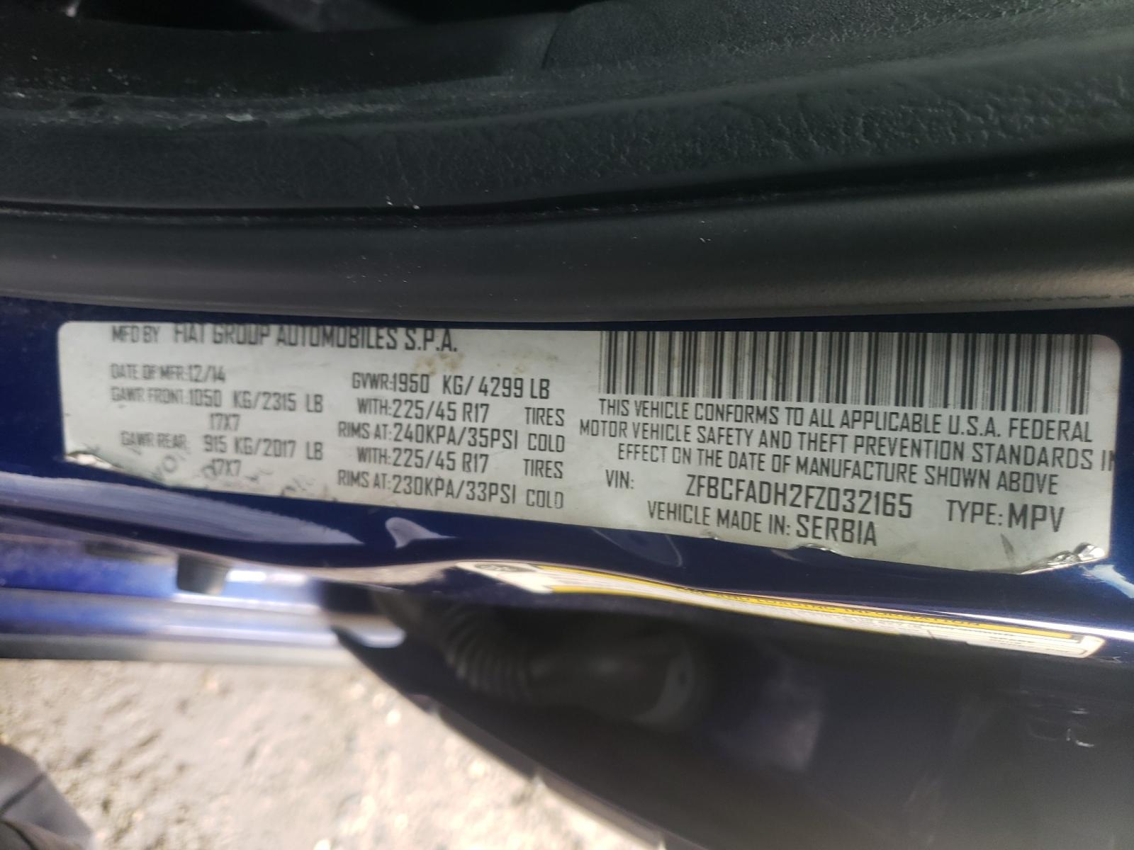 Photo 10 from auction – 2015 FIAT 500L TREKK with VIN ZFBCFADH2FZ032165