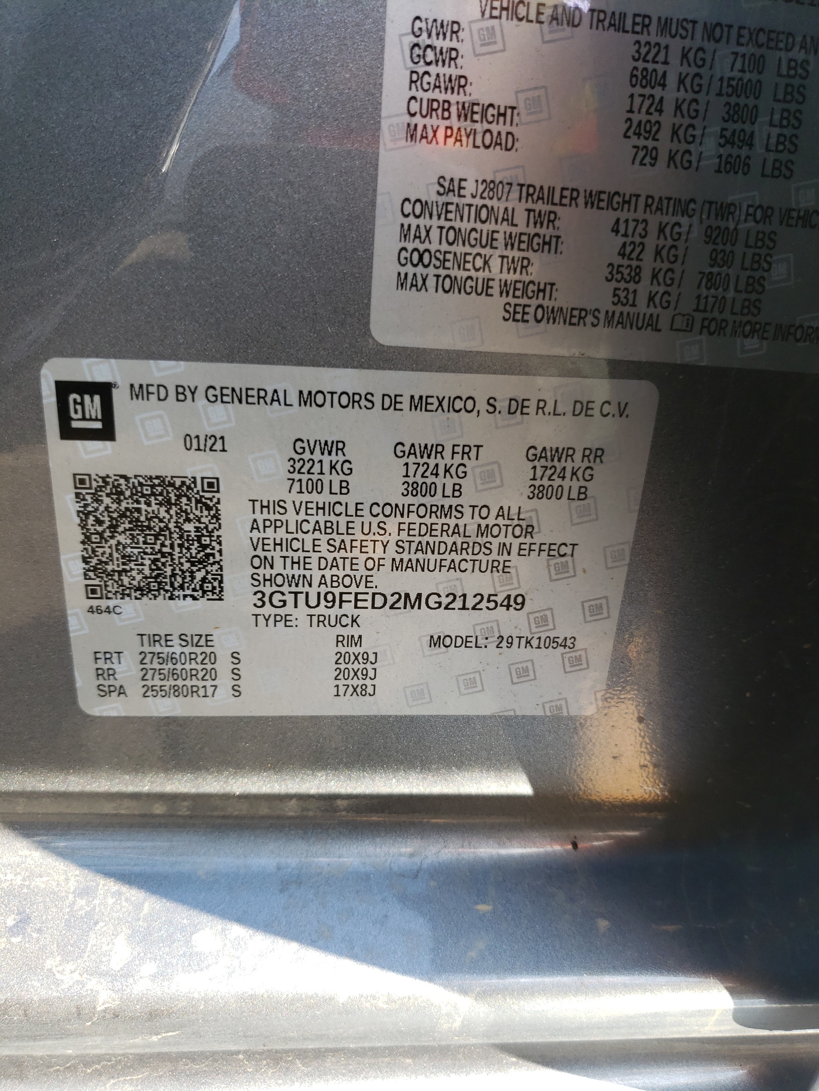 Photo 10 from auction – 2021 GMC SIERRA K15 with VIN 3GTU9FED2MG212549