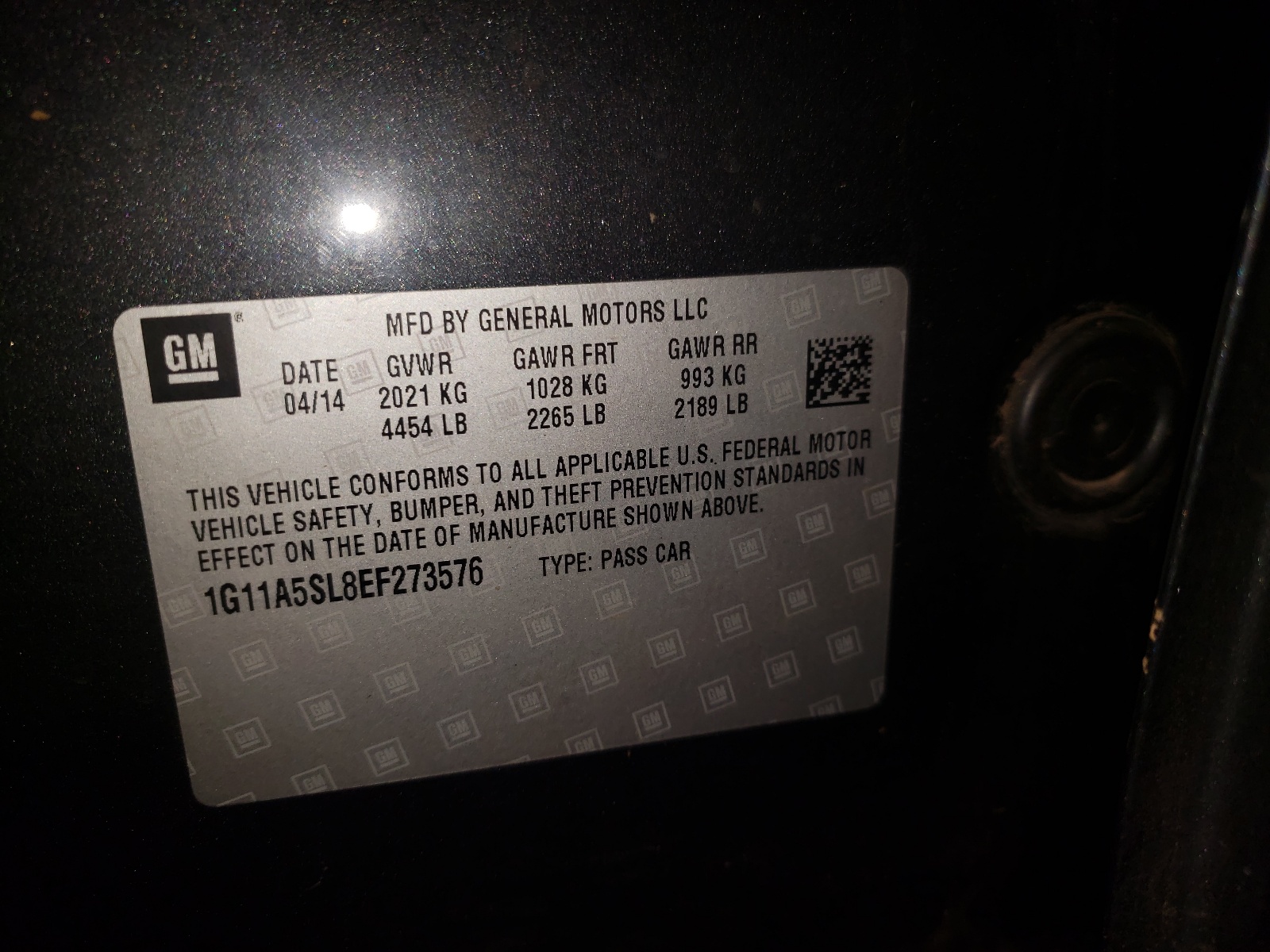Photo 10 from auction – 2014 CHEVROLET MALIBU LS with VIN 1G11A5SL8EF273576