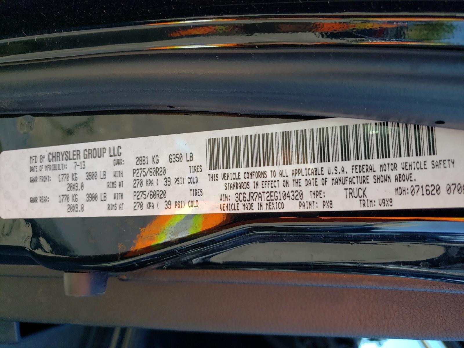 Photo 10 from auction – 2014 RAM 1500 ST with VIN 3C6JR7AT2EG104320