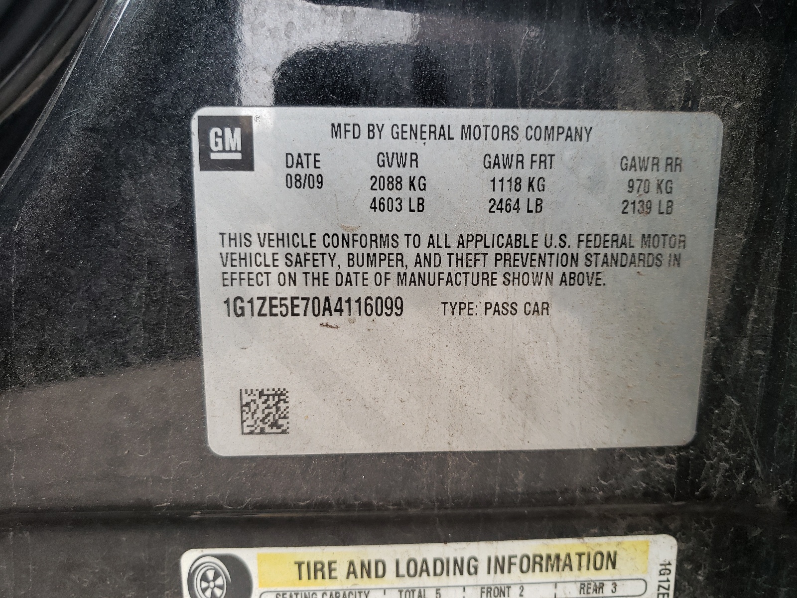 Photo 10 from auction – 2010 CHEVROLET MALIBU LIM with VIN 1G1ZE5E70A4116099