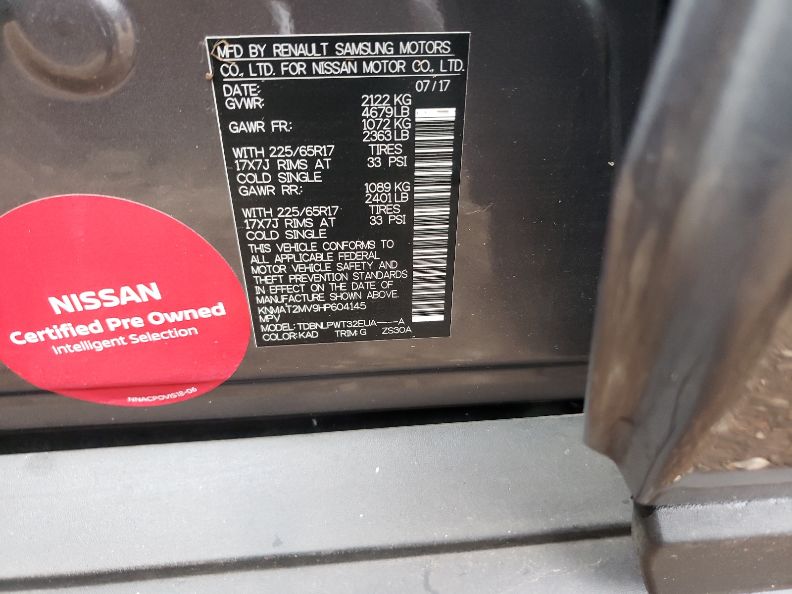 Photo 10 from auction – 2017 NISSAN ROGUE S with VIN KNMAT2MV9HP604145
