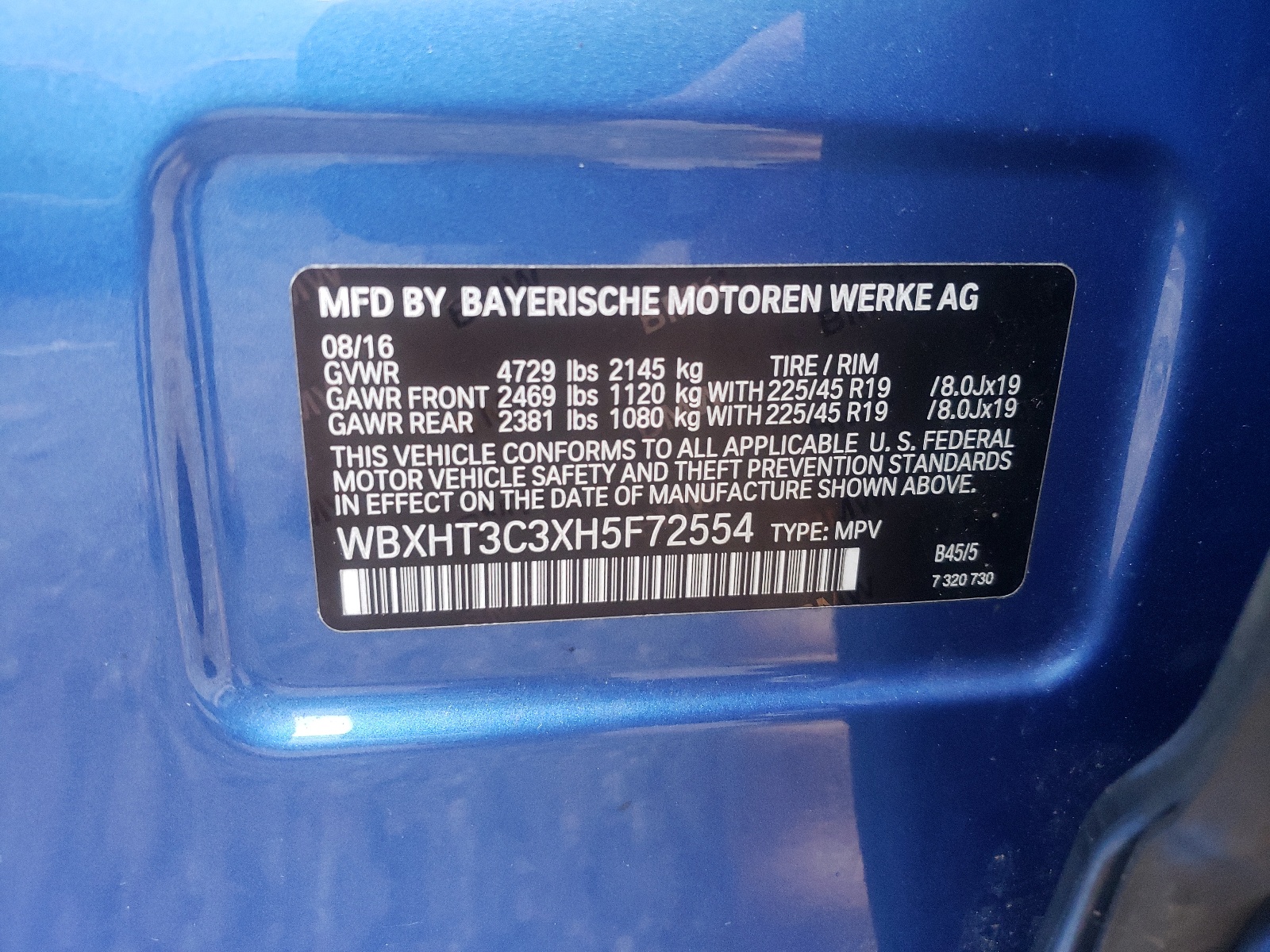 Photo 10 from auction – 2017 BMW X1 XDRIVE2 with VIN WBXHT3C3XH5F72554