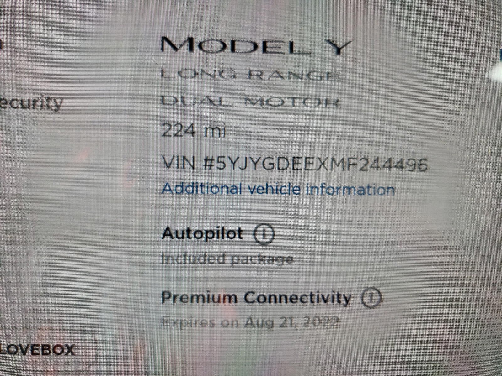 Photo 8 from auction – 2021 TESLA MODEL Y with VIN 5YJYGDEEXMF244496