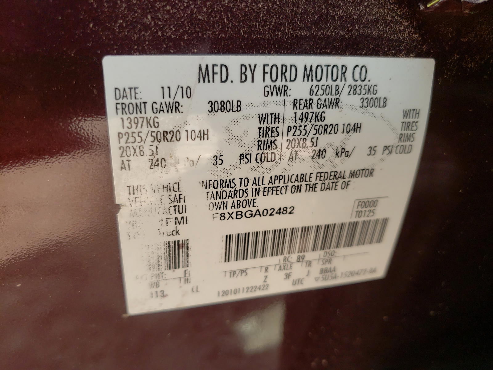 Photo 10 from auction – 2011 FORD EXPLORER L with VIN 1FMHK8F8XBGA02482