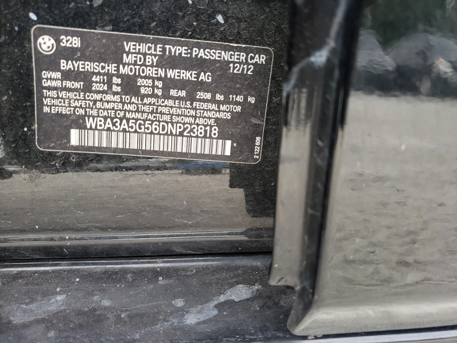 Photo 10 from auction – 2013 BMW 328 I with VIN WBA3A5G56DNP23818