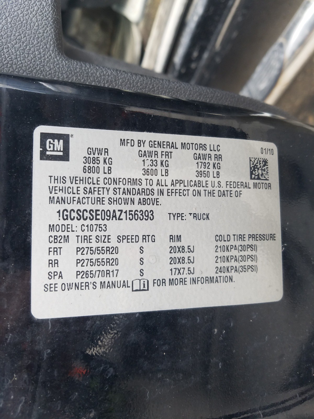 Photo 10 from auction – 2010 CHEVROLET SILVERADO with VIN 1GCSCSE09AZ156393