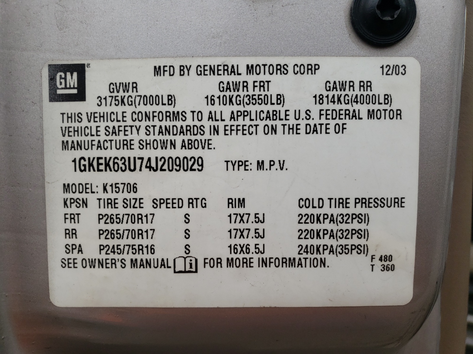 Photo 10 from auction – 2004 GMC YUKON DENA with VIN 1GKEK63U74J209029