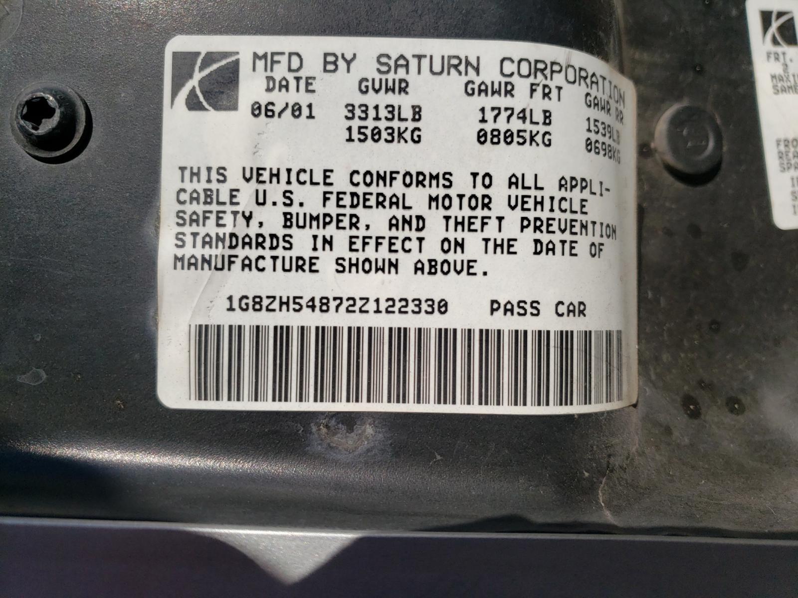 Photo 10 from auction – 2002 SATURN SL1 with VIN 1G8ZH54872Z122330