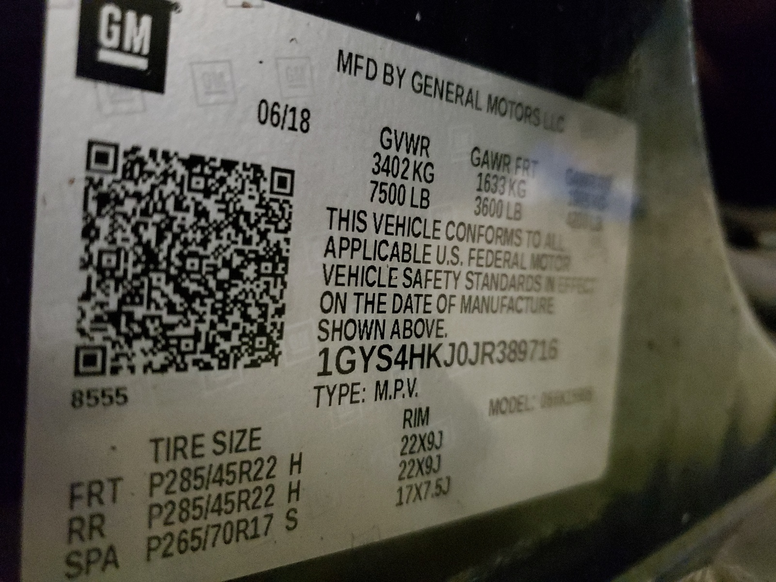 Photo 10 from auction – 2018 CADILLAC ESCALADE E with VIN 1GYS4HKJ0JR389716