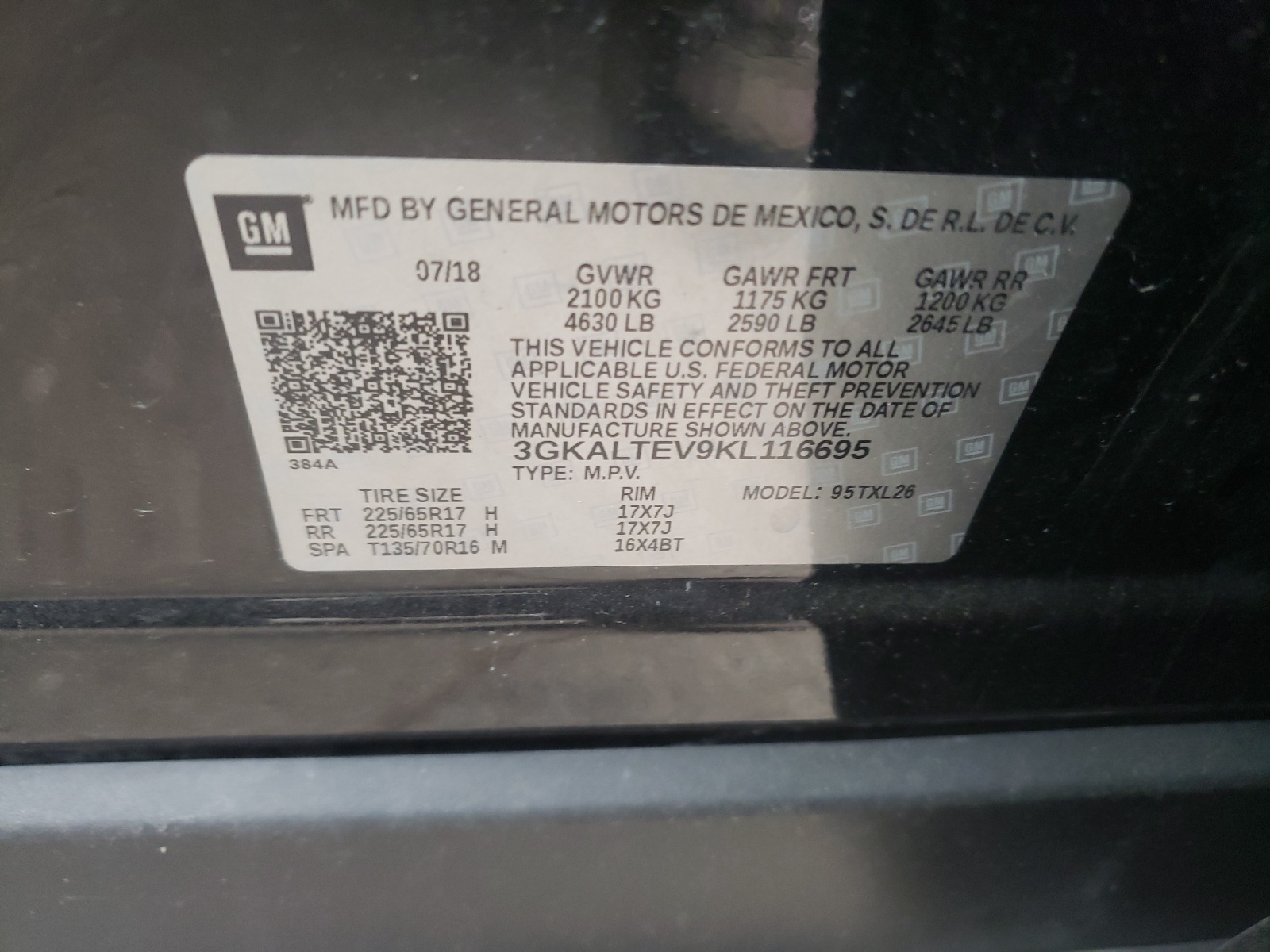 Photo 10 from auction – 2019 GMC TERRAIN SL with VIN 3GKALTEV9KL116695