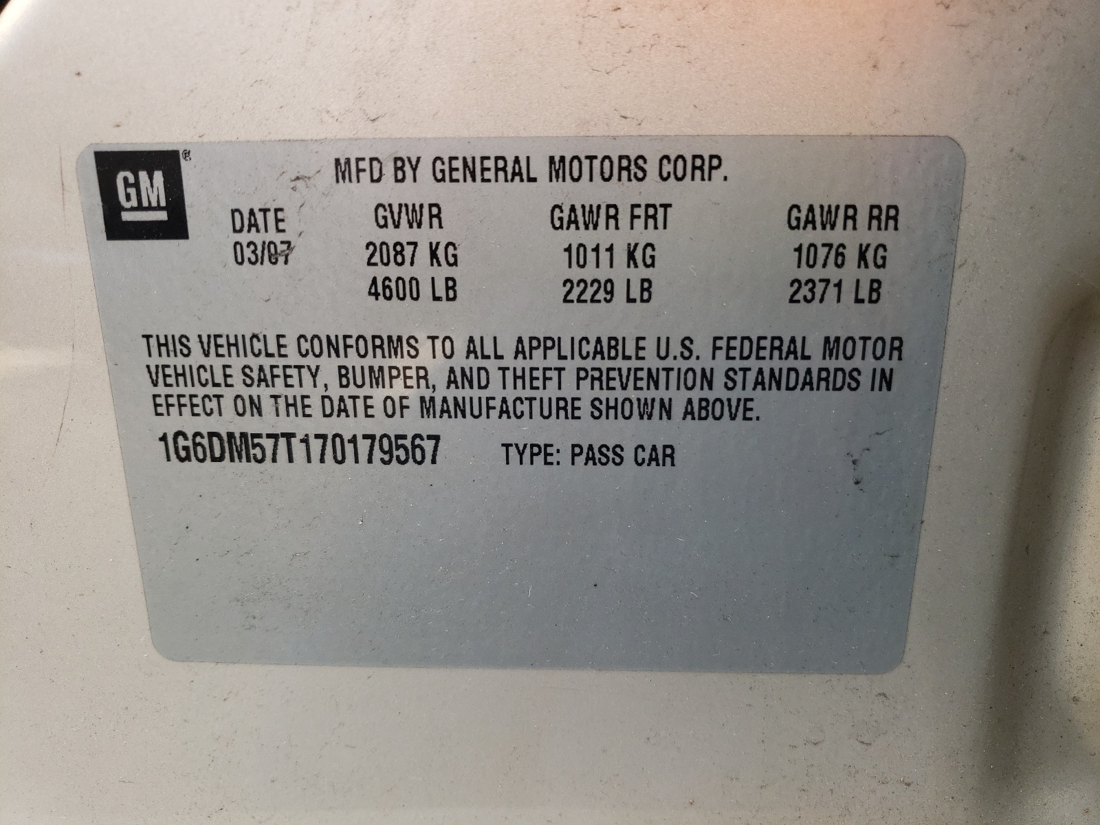 Zdjęcie 10 z aukcji – 2007 CADILLAC CTS z VIN 1G6DM57T170179567
