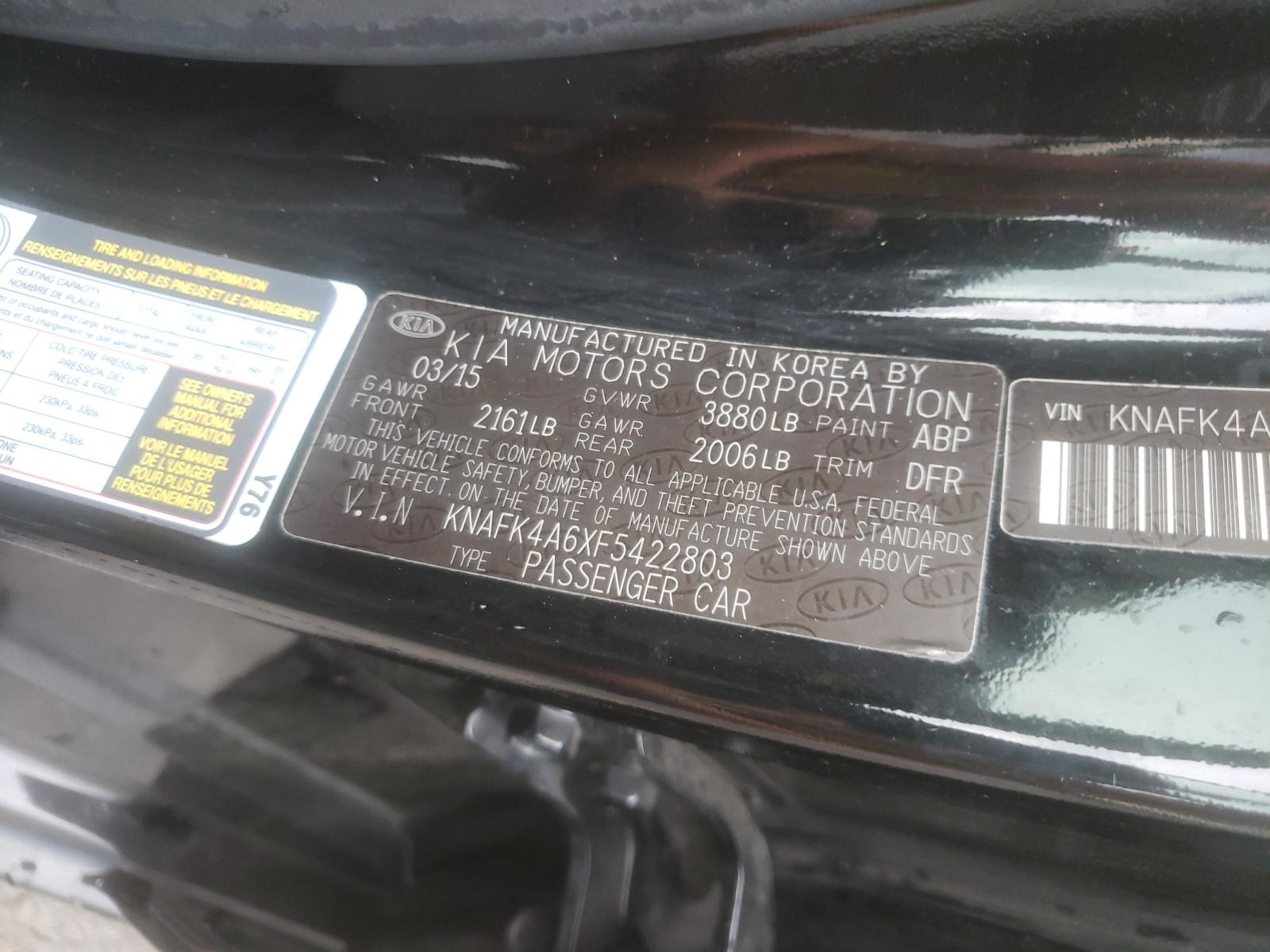 Photo 10 from auction – 2015 KIA FORTE LX with VIN KNAFK4A6XF5422803