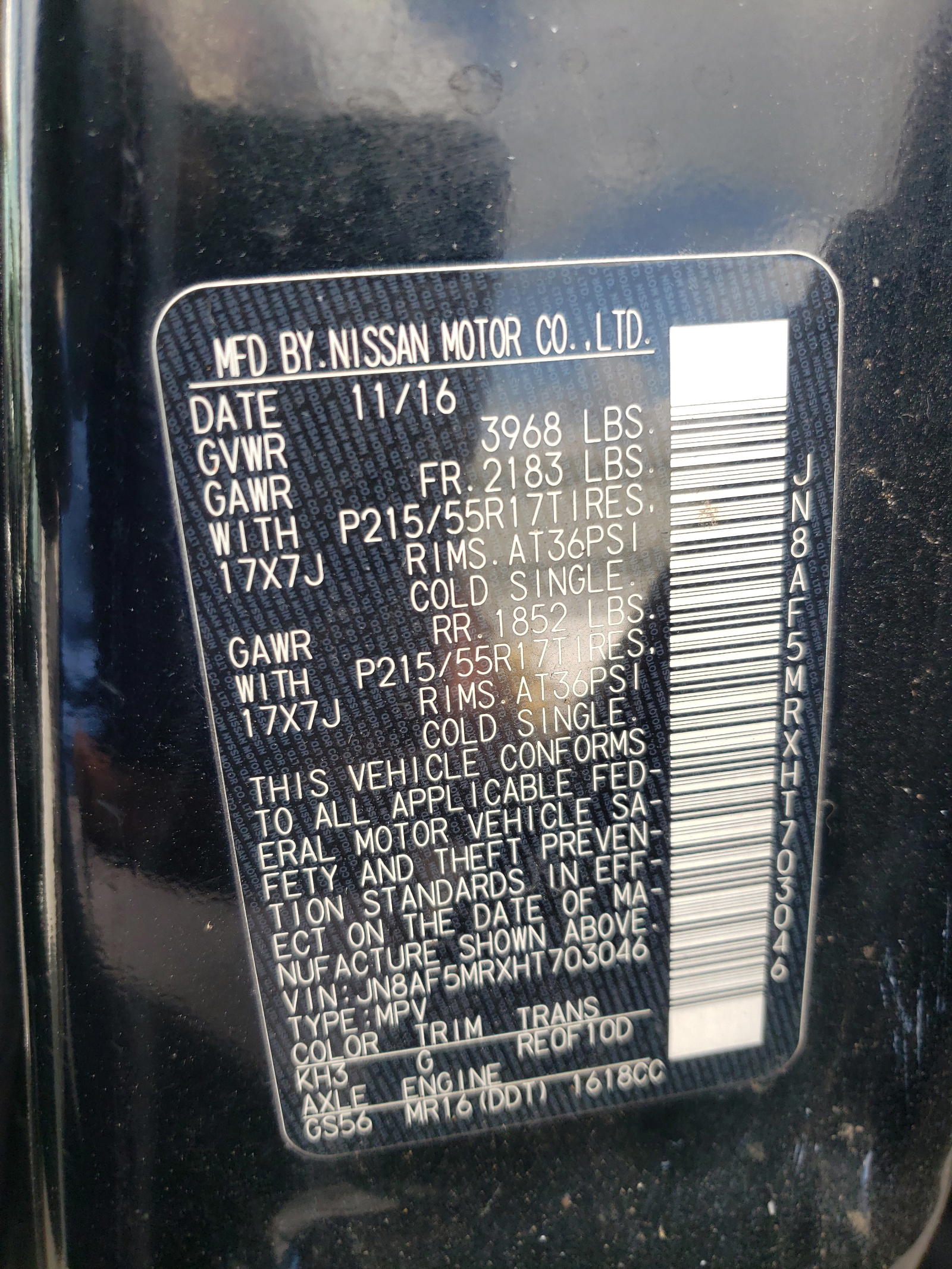 Photo 10 from auction – 2017 NISSAN JUKE S with VIN JN8AF5MRXHT703046