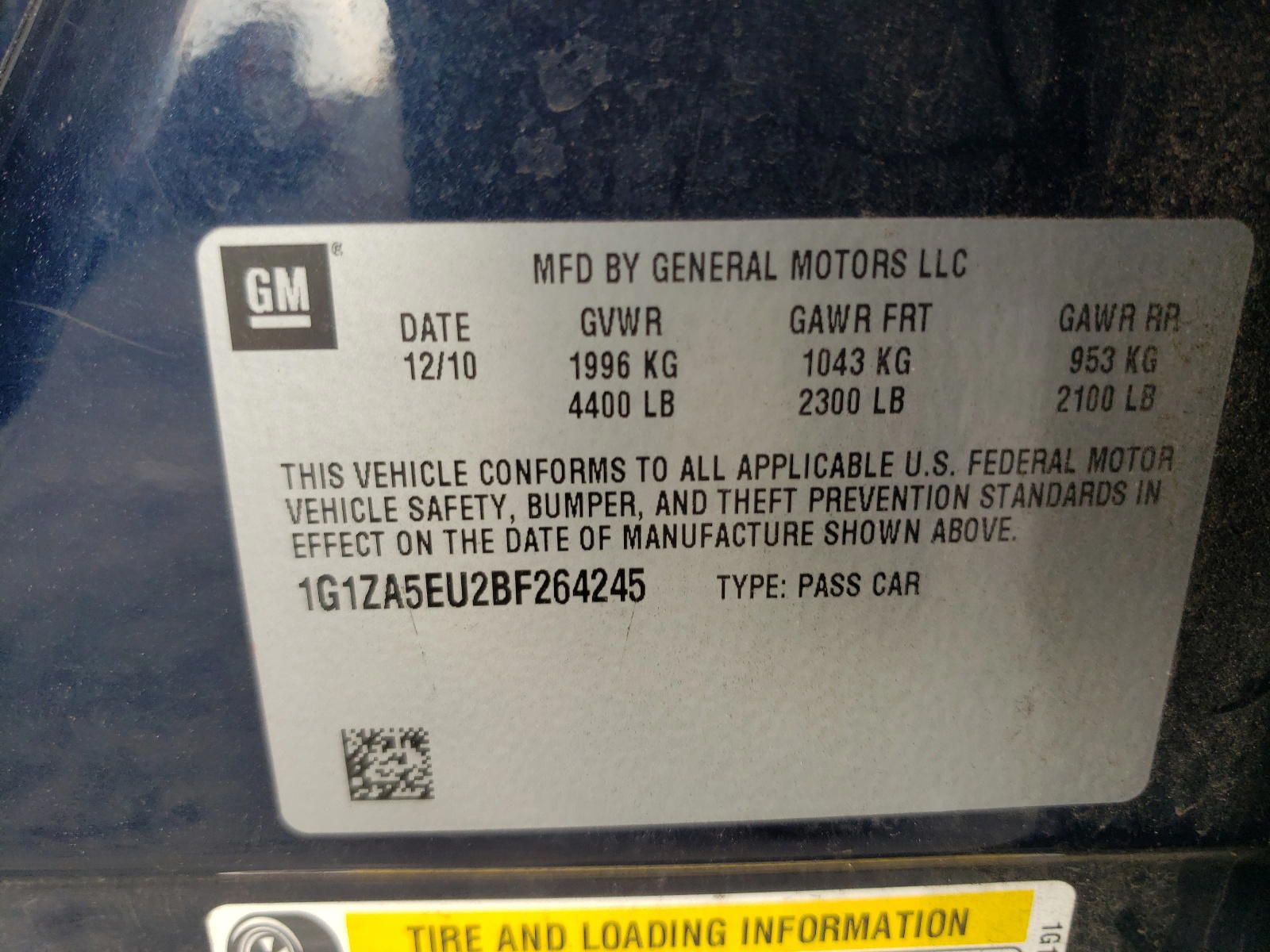 Photo 10 from auction – 2011 CHEVROLET MALIBU LS with VIN 1G1ZA5EU2BF264245