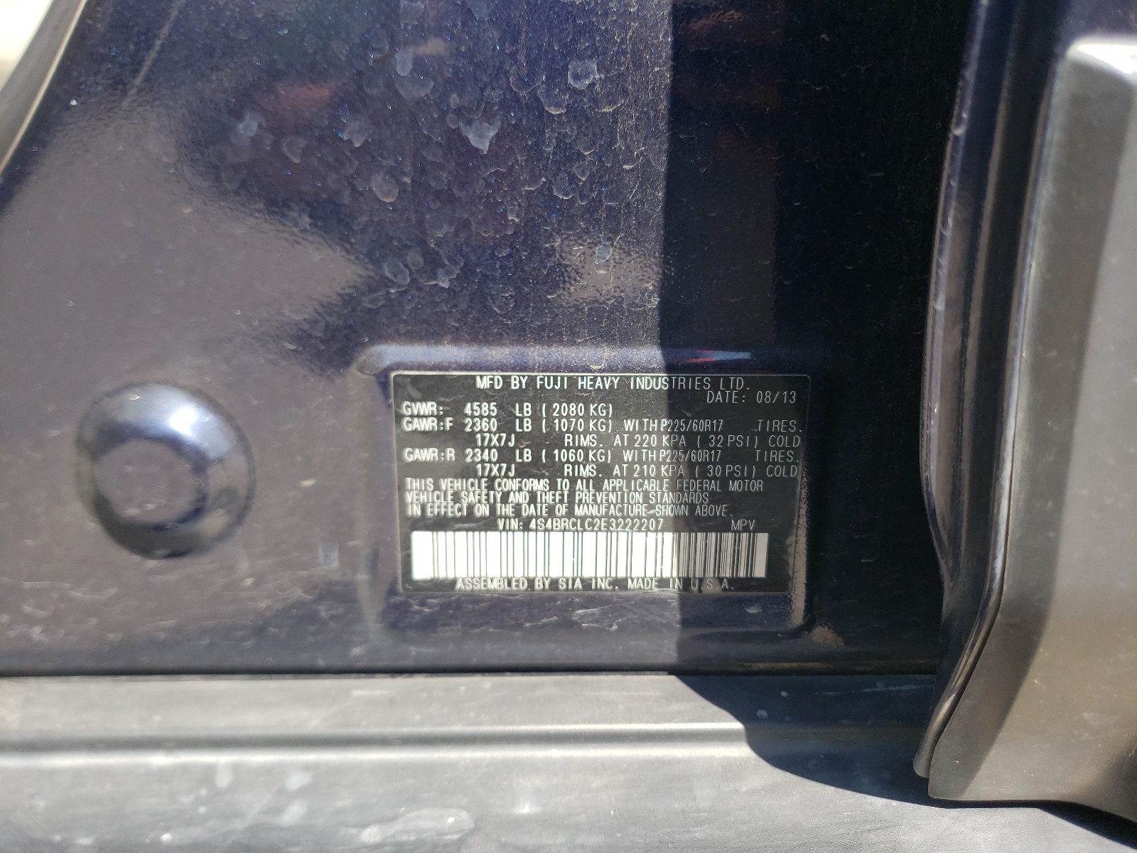 Снимка 10 от търг – 2014 SUBARU OUTBACK 2. с VIN 4S4BRCLC2E3222207