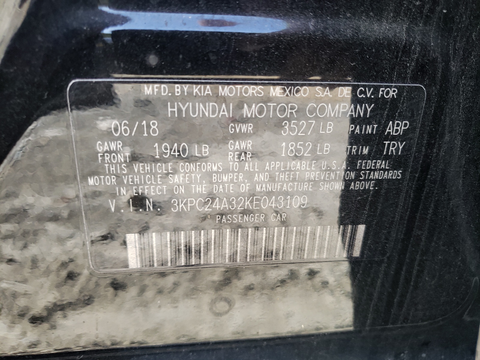 Photo 10 from auction – 2019 HYUNDAI ACCENT SE with VIN 3KPC24A32KE043109