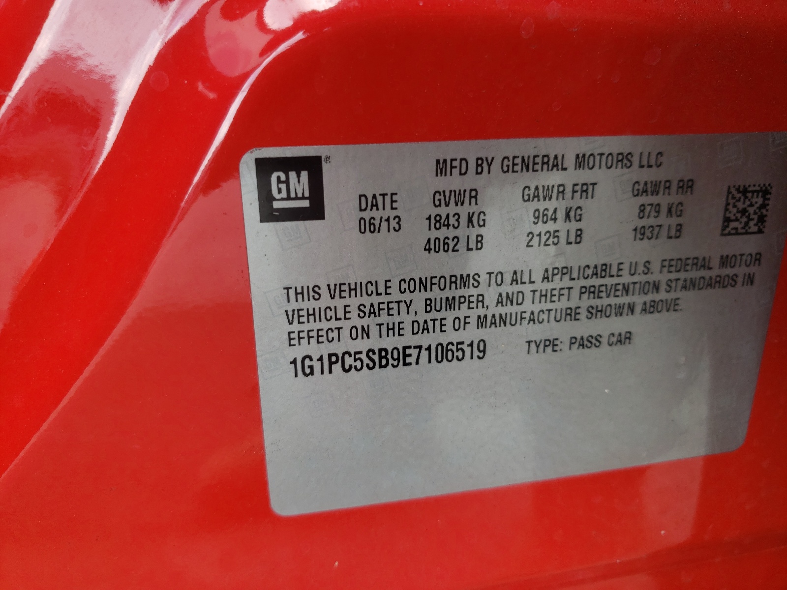 Photo 10 from auction – 2014 CHEVROLET CRUZE LT with VIN 1G1PC5SB9E7106519