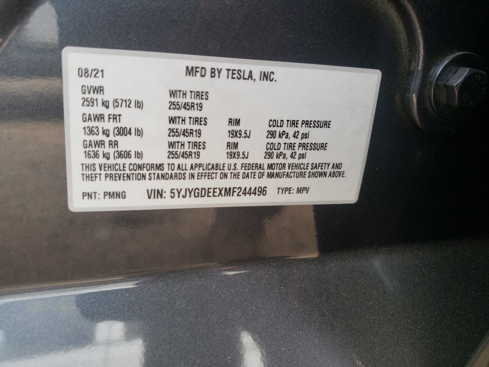 صورة رقم 10 من المزاد - 2021 TESLA MODEL Y مع VIN 5YJYGDEEXMF244496