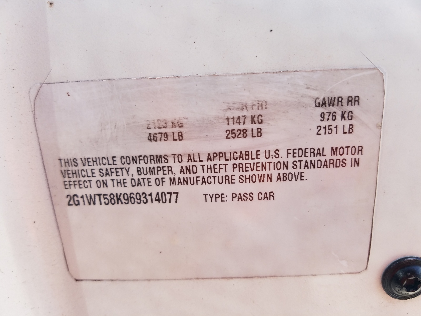 Photo 10 from auction – 2007 CHEVROLET IMPALA LT with VIN 2G1WT55K479208898