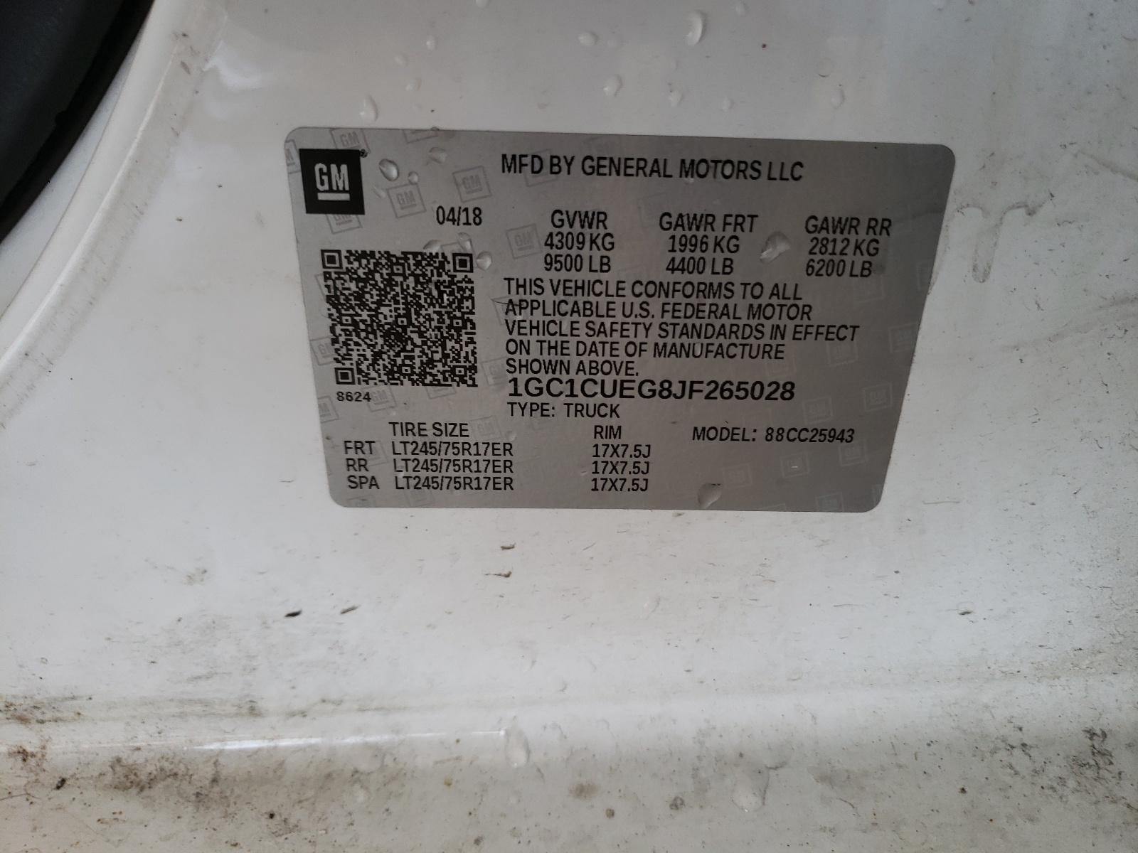 Photo 10 from auction – 2018 CHEVROLET SILVERADO with VIN 1GC1CUEG8JF265028