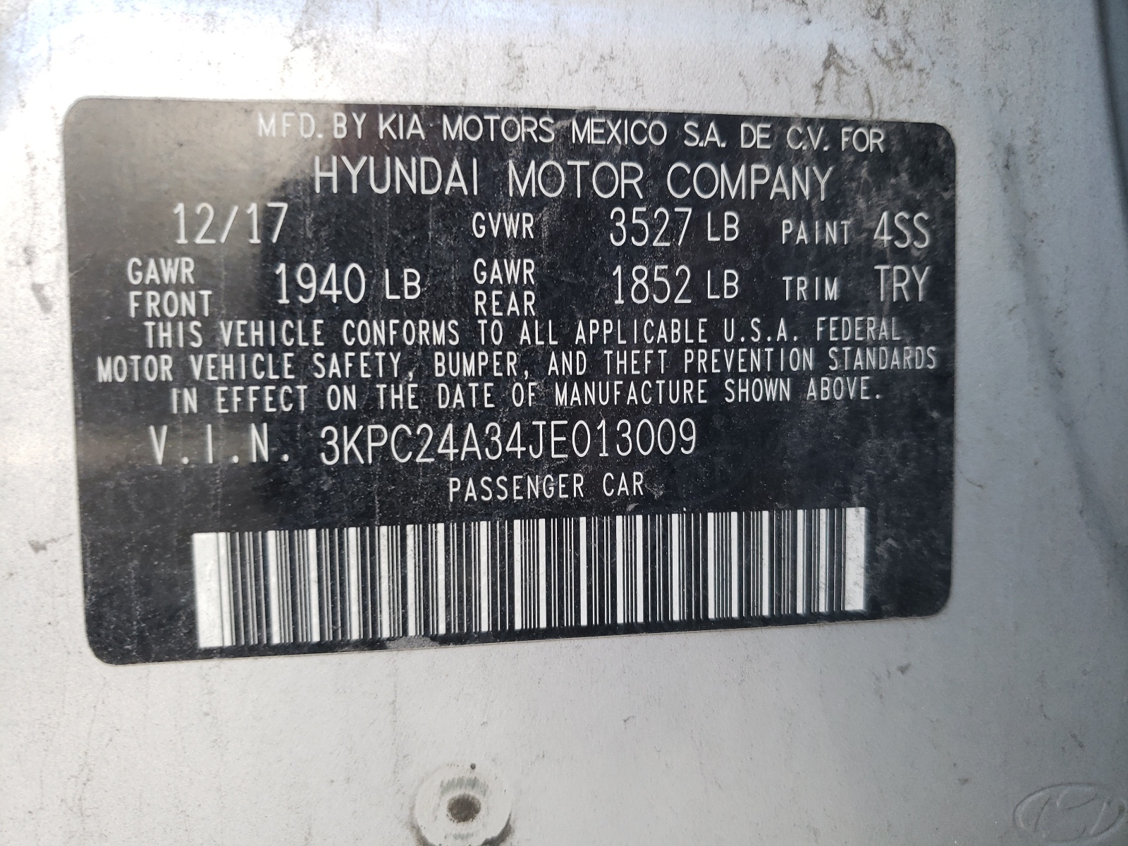 Photo 10 from auction – 2018 HYUNDAI ACCENT SE with VIN 3KPC24A34JE013009