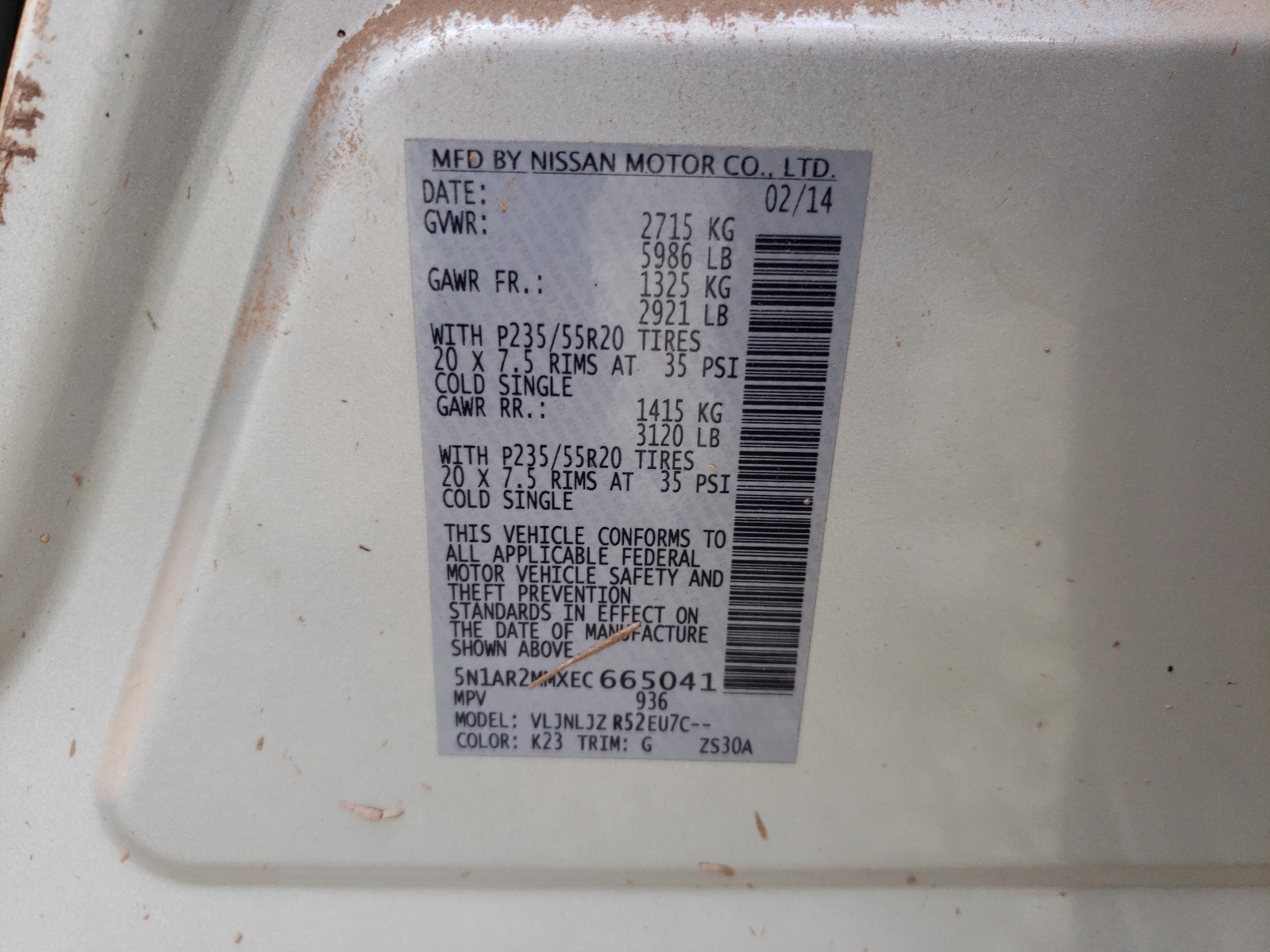 Zdjęcie 10 z aukcji – 2014 NISSAN PATHFINDER z VIN 5N1AR2MMXEC665041