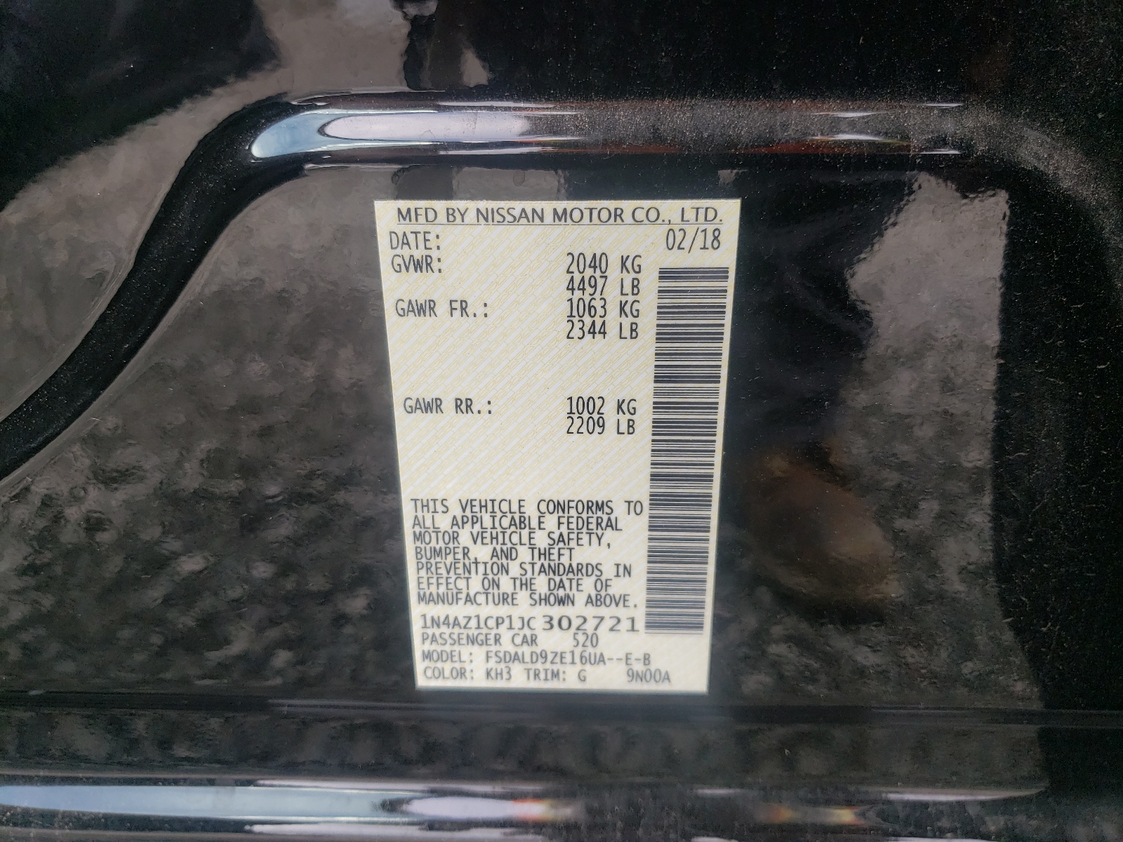 Photo 10 from auction – 2018 NISSAN LEAF S with VIN 1N4AZ1CP1JC302721