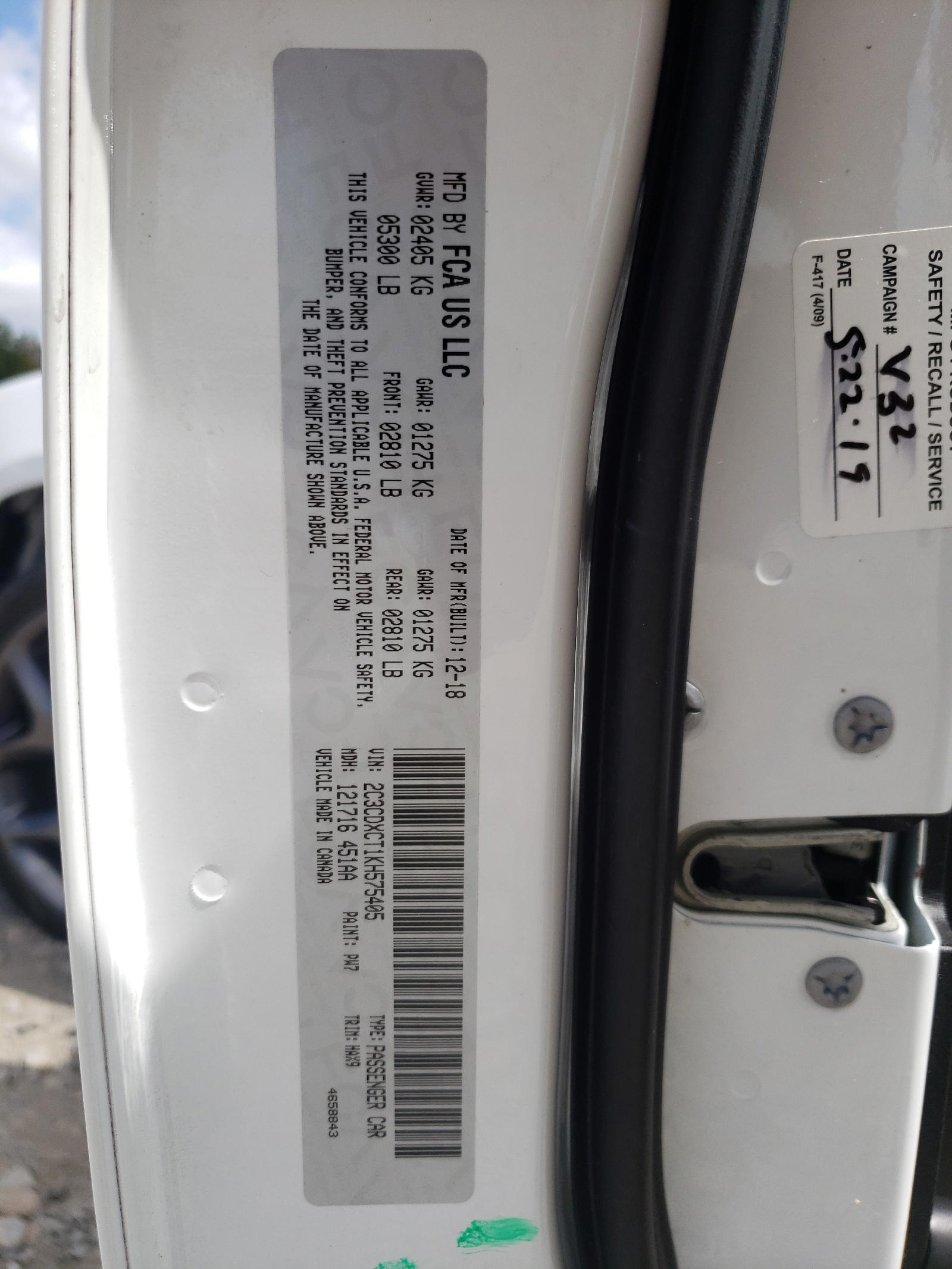 Photo 10 from auction – 2019 DODGE CHARGER R/ with VIN 2C3CDXCT1KH575405