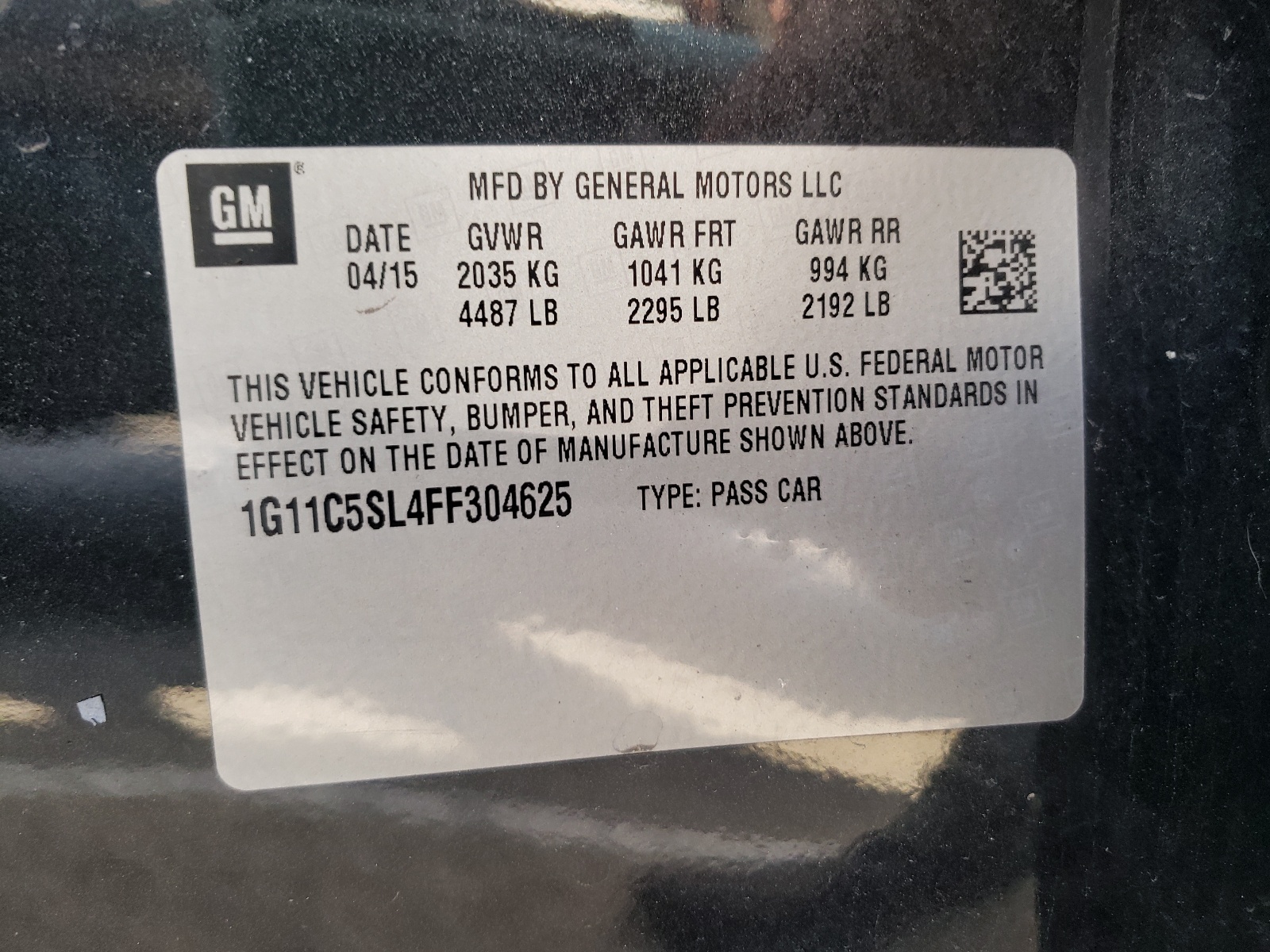 Photo 10 from auction – 2015 CHEVROLET MALIBU 1LT with VIN 1G11C5SL4FF304625