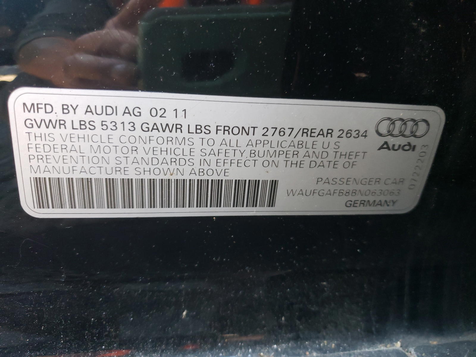 Photo 10 from auction – 2011 AUDI A6 PREMIUM with VIN WAUFGAFB8BN063063