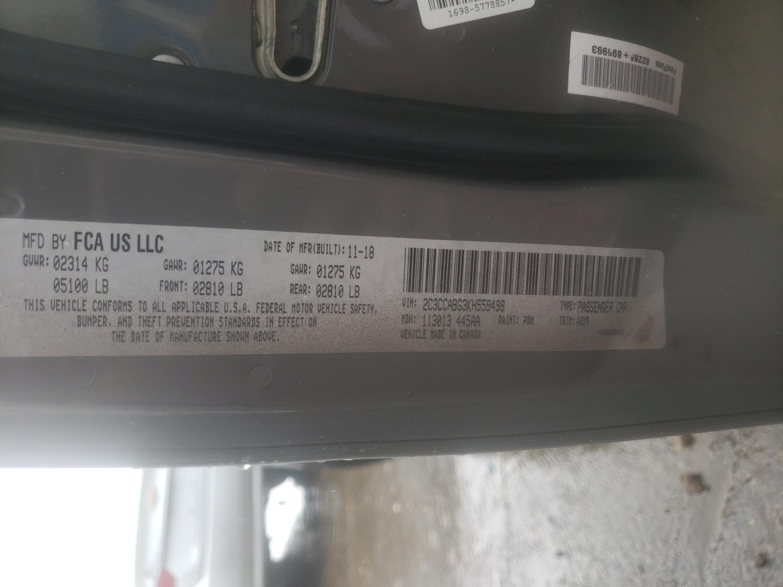 Photo 10 from auction – 2019 CHRYSLER 300 S with VIN 2C3CCABG3KH559498