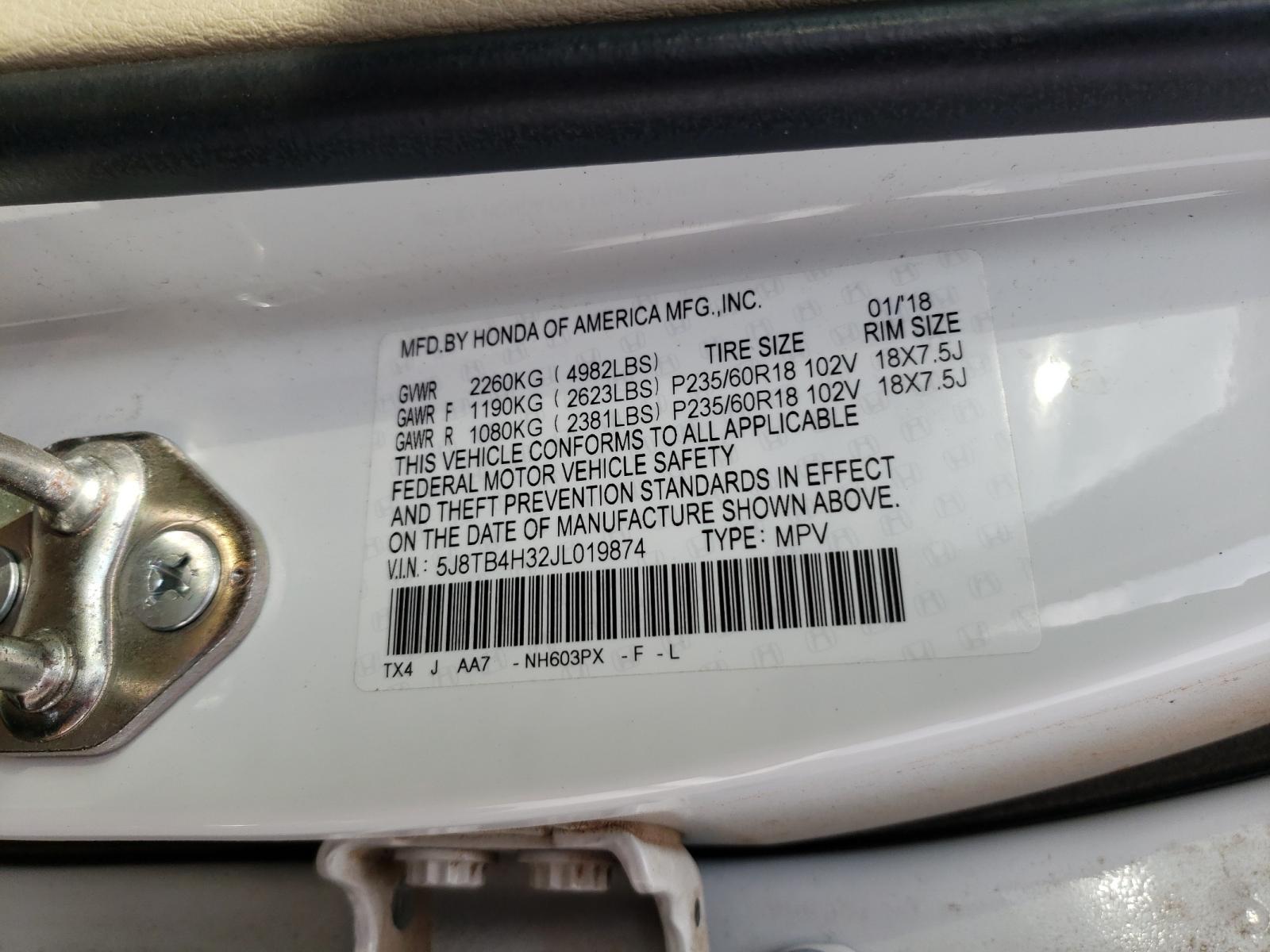 Photo 10 from auction – 2018 ACURA RDX with VIN 5J8TB4H32JL019874