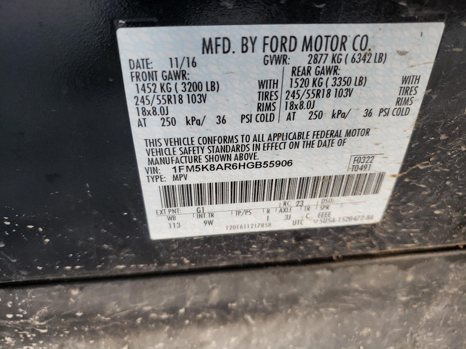 Photo 10 from auction – 2017 FORD EXPLORER P with VIN 1FM5K8AR6HGB55906