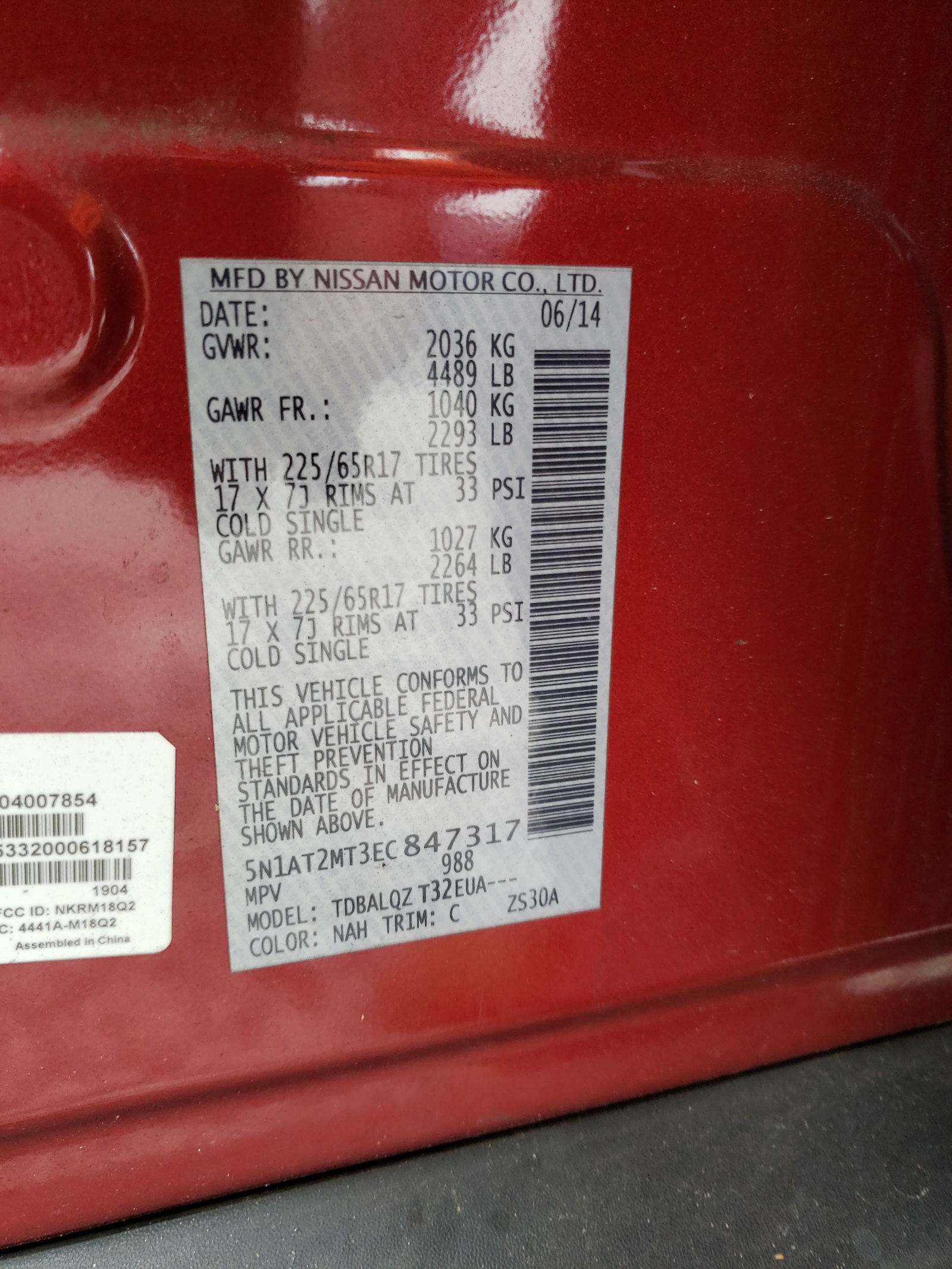 Photo 10 from auction – 2014 NISSAN ROGUE S with VIN 5N1AT2MT3EC847317