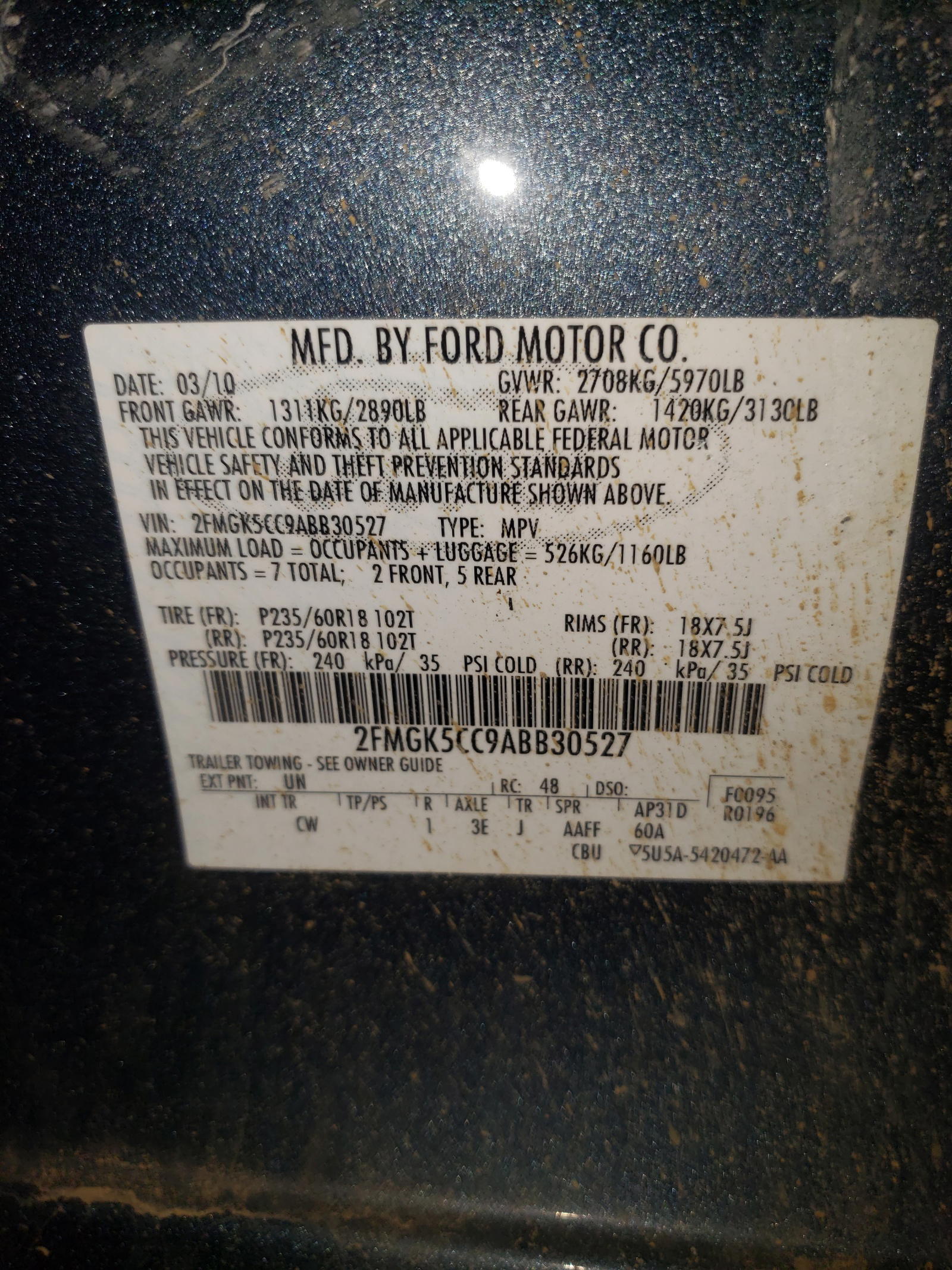 Photo 10 from auction – 2010 FORD FLEX SEL with VIN 2FMGK5CC9ABB30527