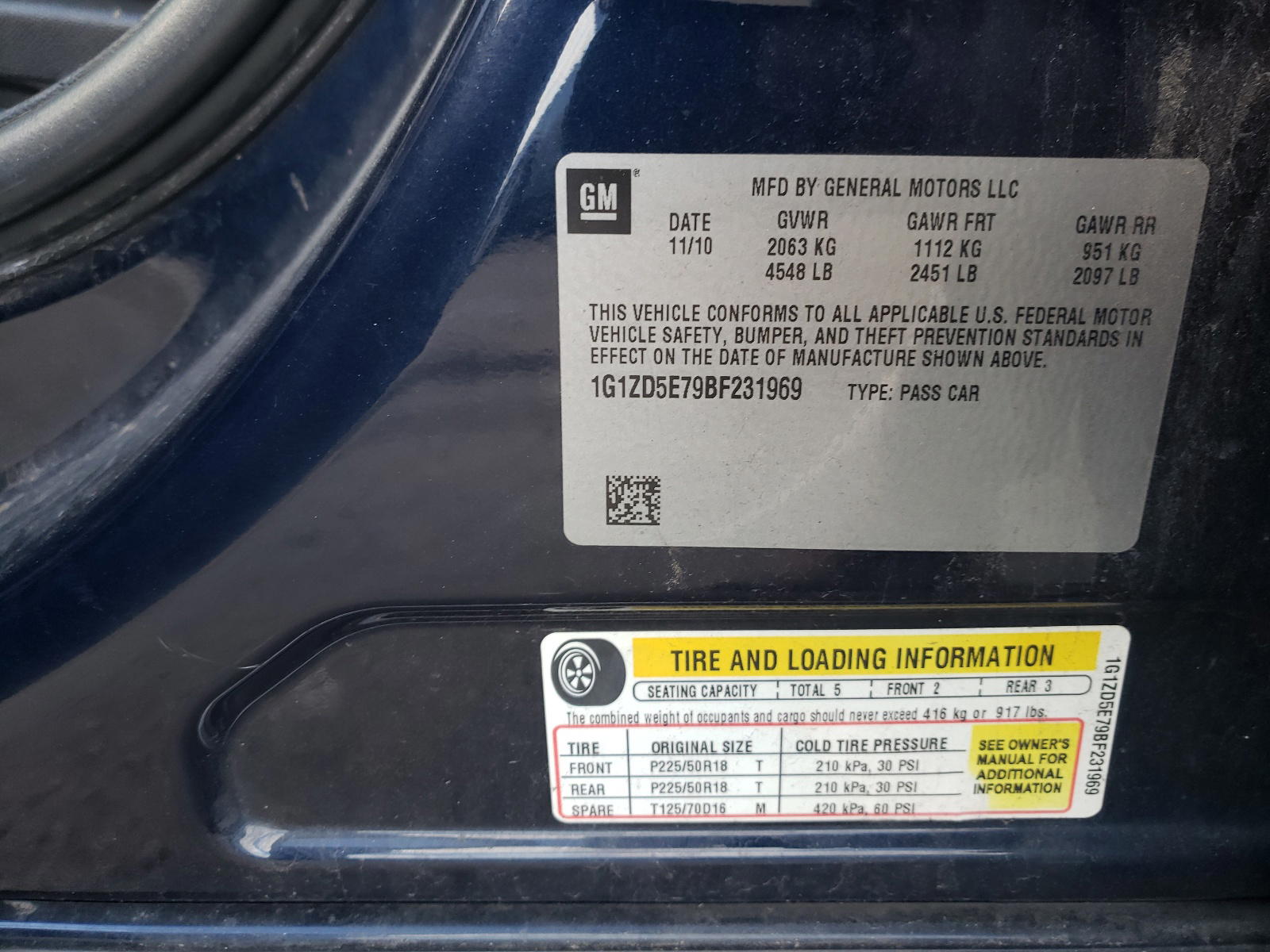 Photo 10 from auction – 2011 CHEVROLET MALIBU 2LT with VIN 1G1ZD5E79BF231969