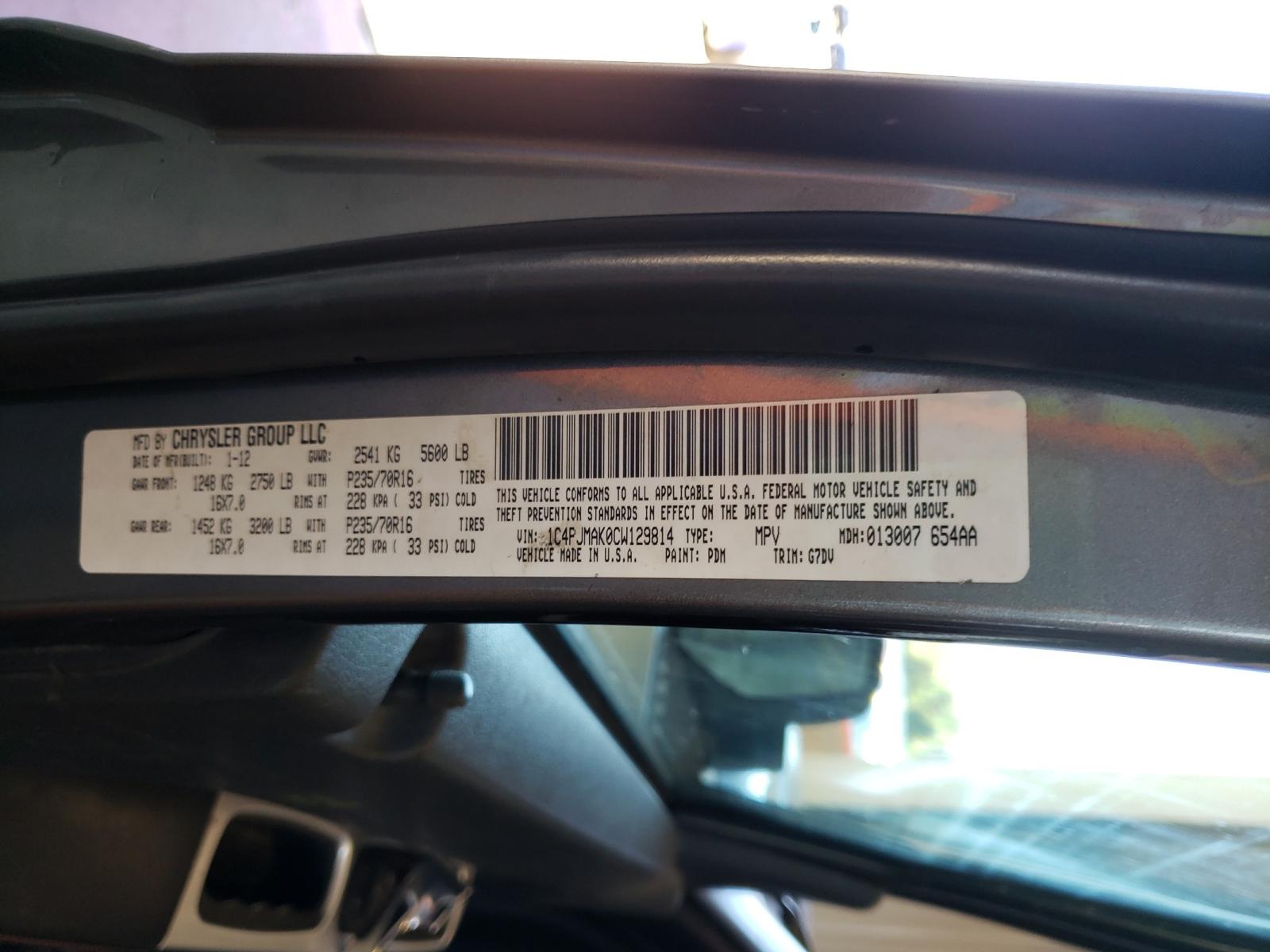 Photo 10 from auction – 2012 JEEP LIBERTY SP with VIN 1C4PJMAK0CW129814