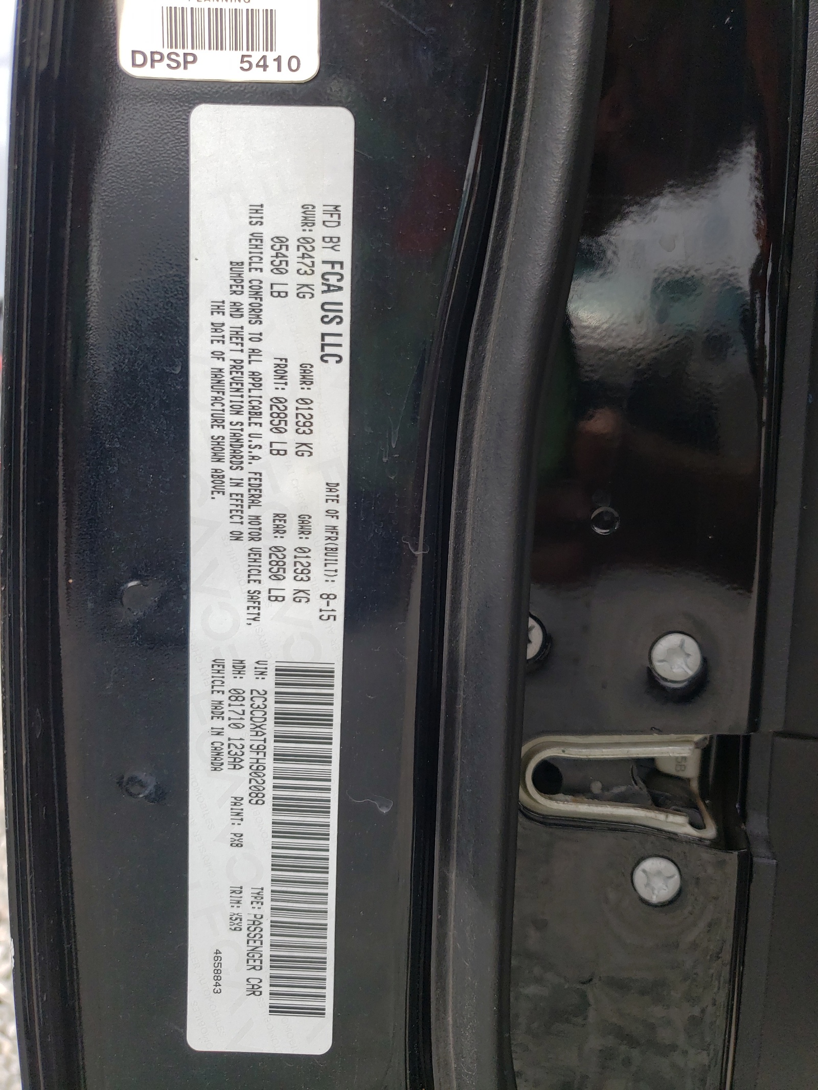 Photo 10 from auction – 2015 DODGE CHARGER PO with VIN 2C3CDXAT9FH902089