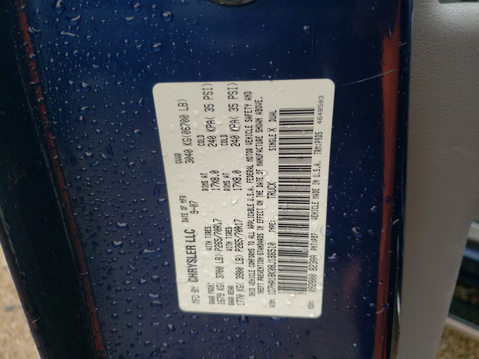 Photo 10 from auction – 2008 DODGE RAM 1500 S with VIN 1D7HA18K08J136510